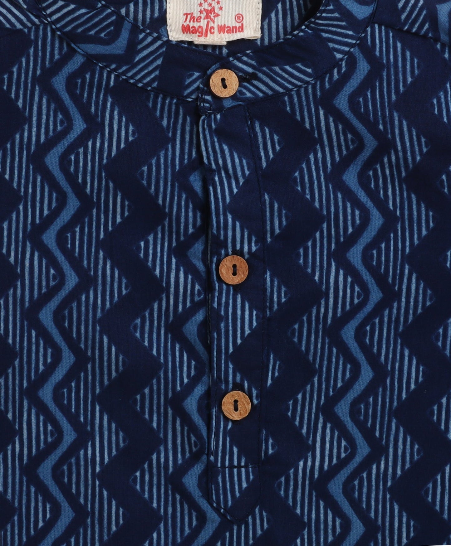 The Magic Wand Cambric Cotton woven Full Sleeves Printed Kurta Pyjama Set - Blue