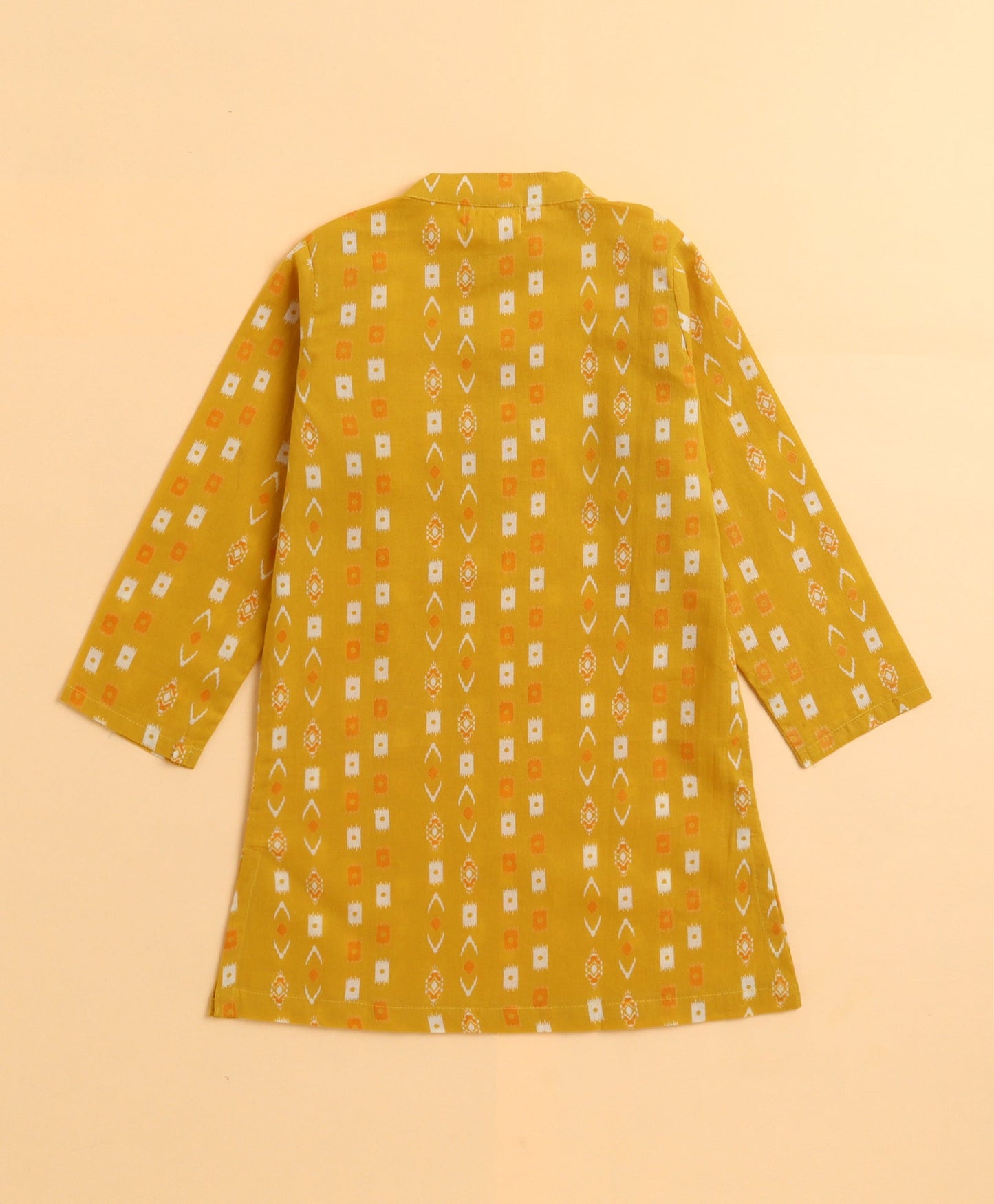 The Magic Wand Cambric Cotton woven Full Sleeves Printed Kurta Pyjama Set - Mustard