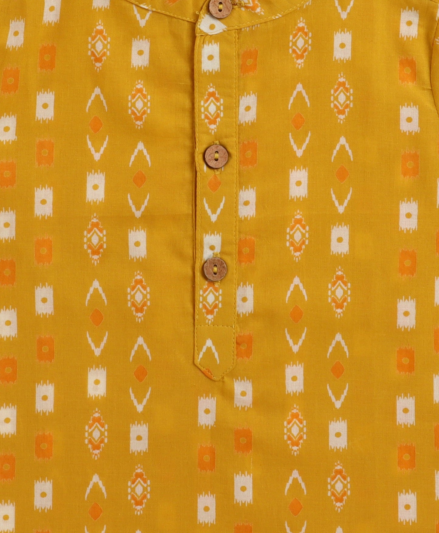 The Magic Wand Cambric Cotton woven Full Sleeves Printed Kurta Pyjama Set - Mustard