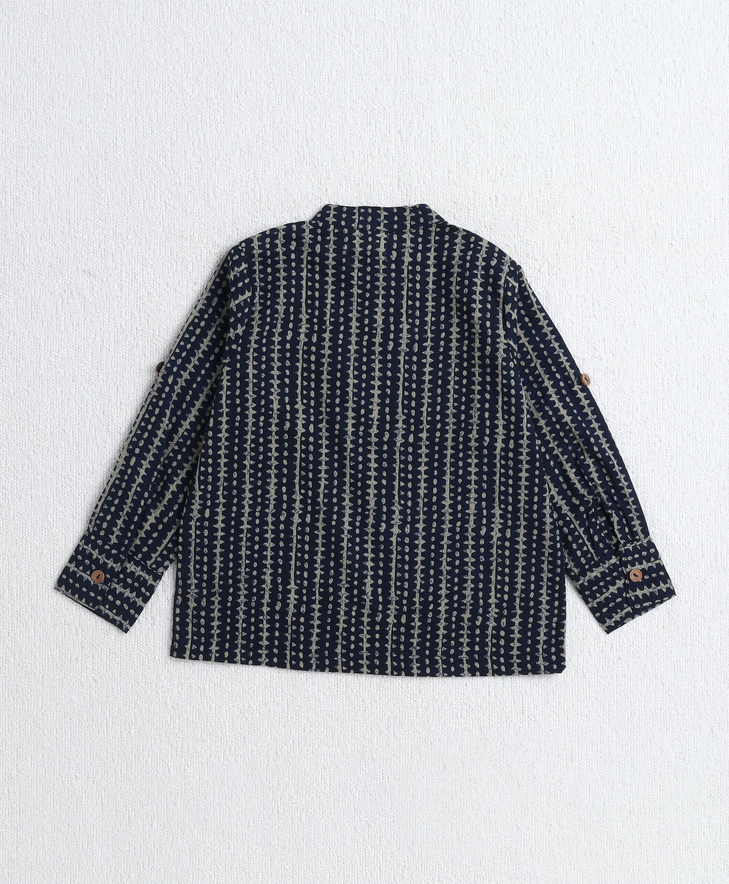 The Magic Wand Cotton Woven Full Sleeves Stripe Printed Short Kurta- Teal Blue