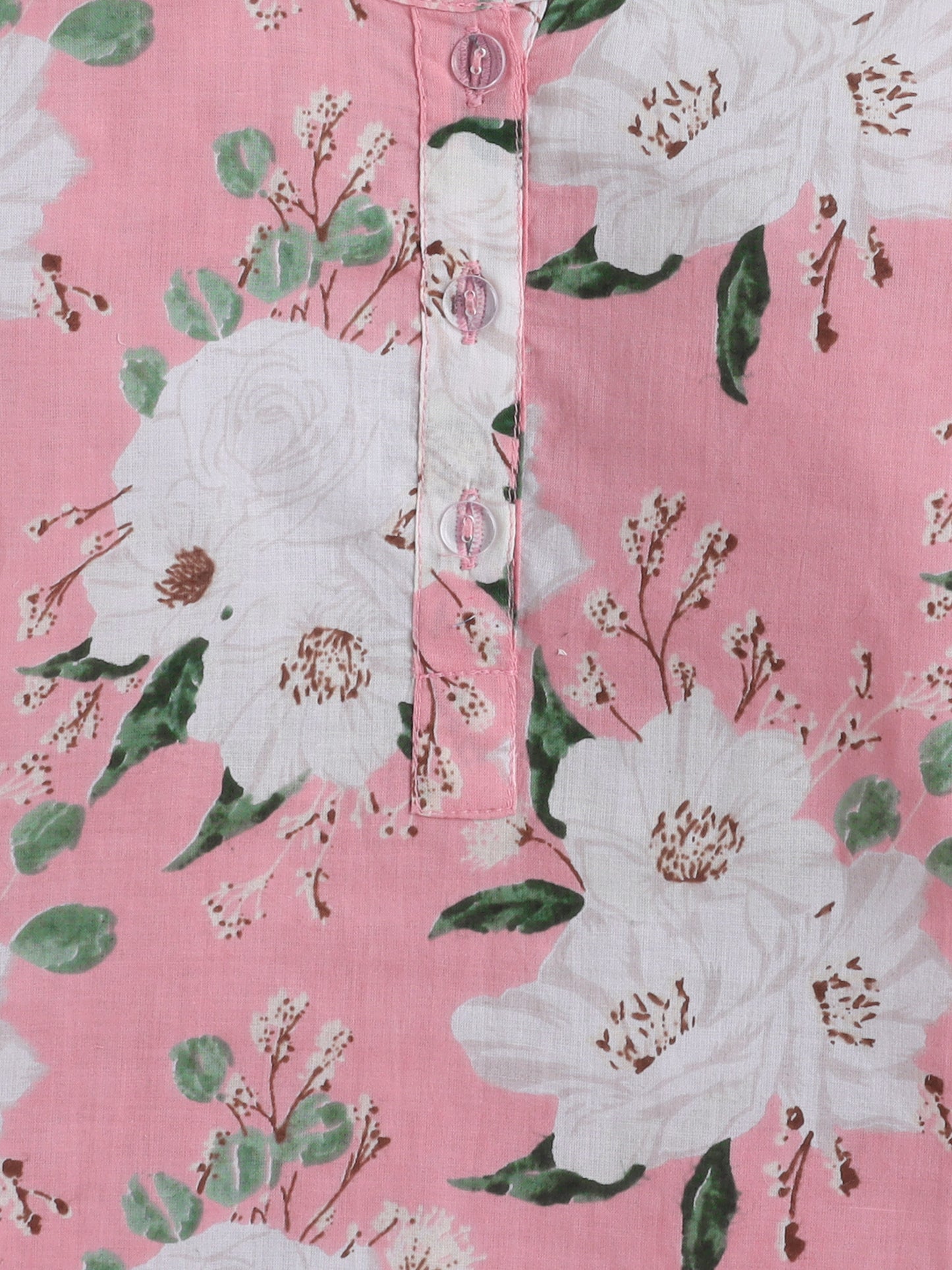 Floral Print Cotton Full Sleeves Loungewear Set - Pink