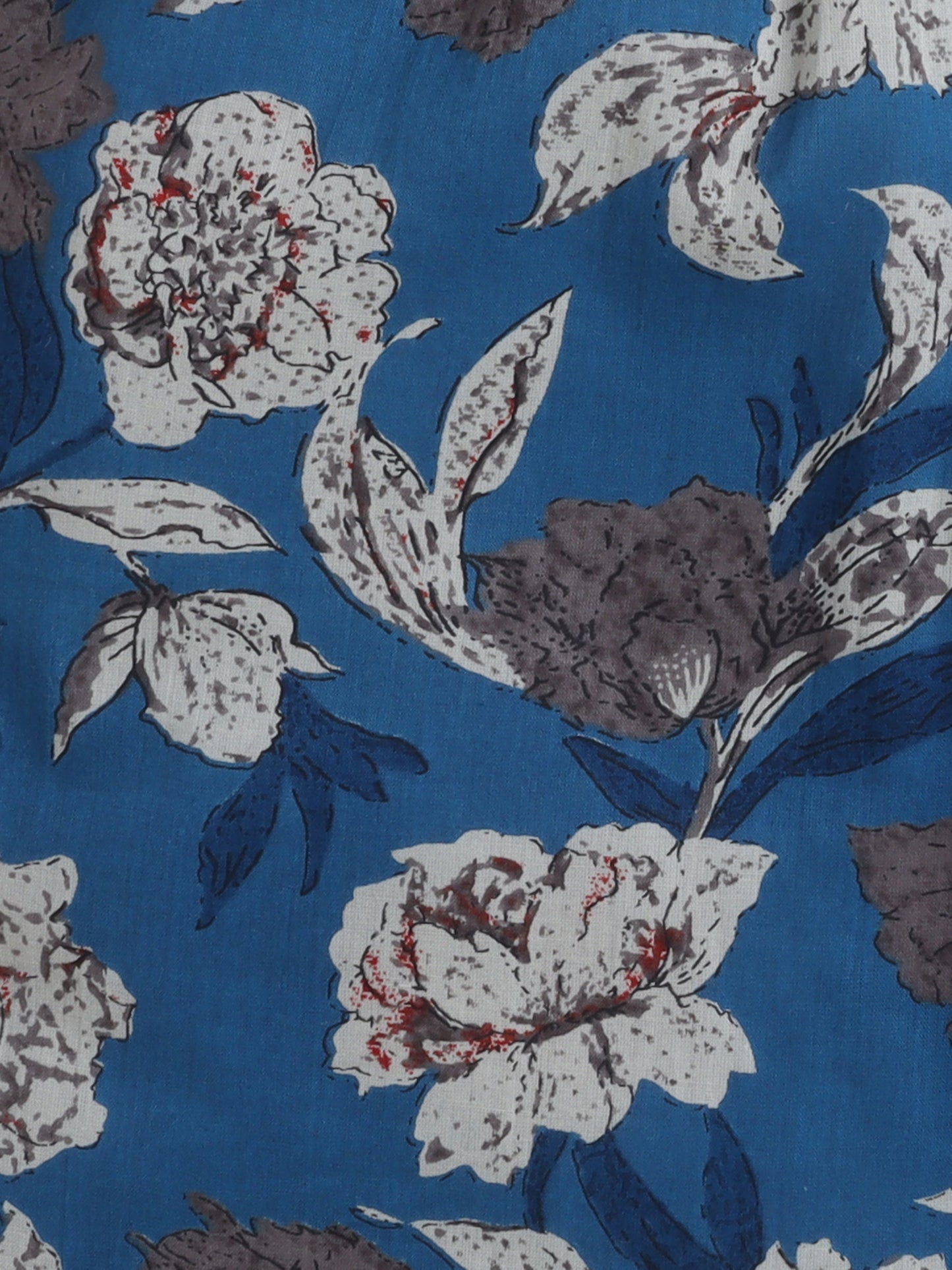 The Magic Wand Three Forth Sleeves Cotton Floral Printed Lounge Wear Night Suit Set Teal Blue