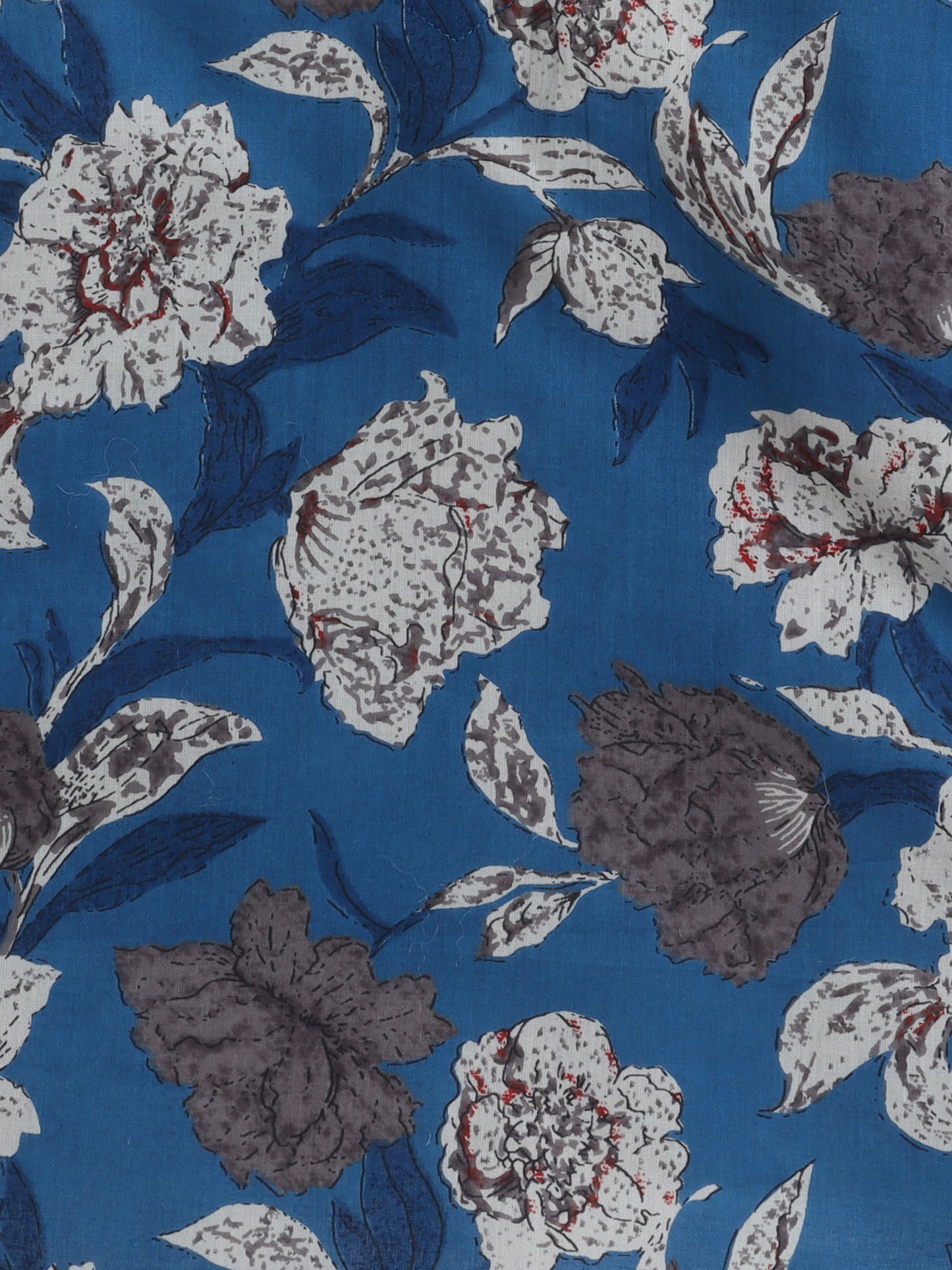 The Magic Wand Three Forth Sleeves Cotton Floral Printed Lounge Wear Night Suit Set Teal Blue