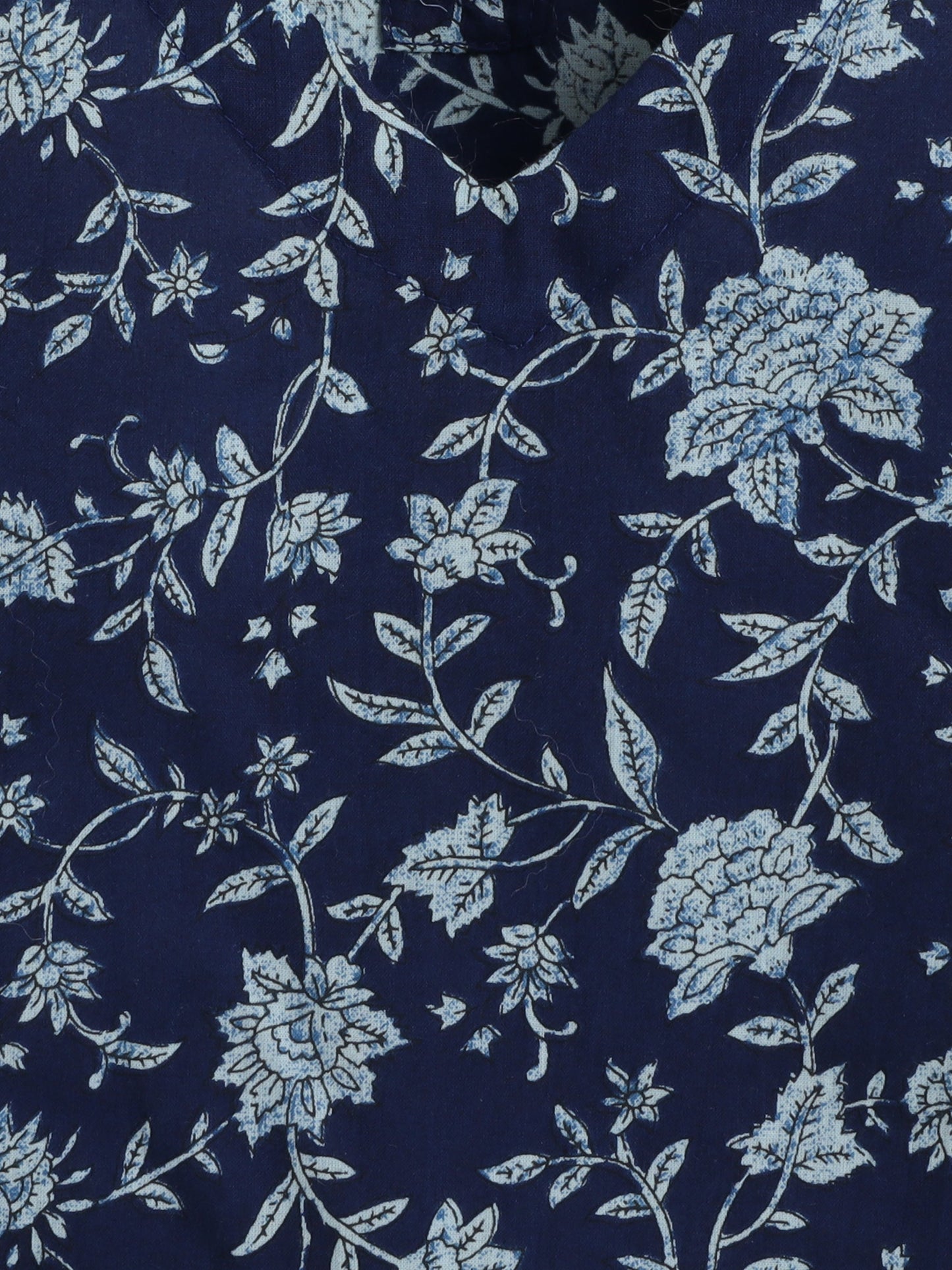The Magic Wand Three Forth Sleeves Cotton Floral Printed Lounge Wear Night Suit Set Navy Blue