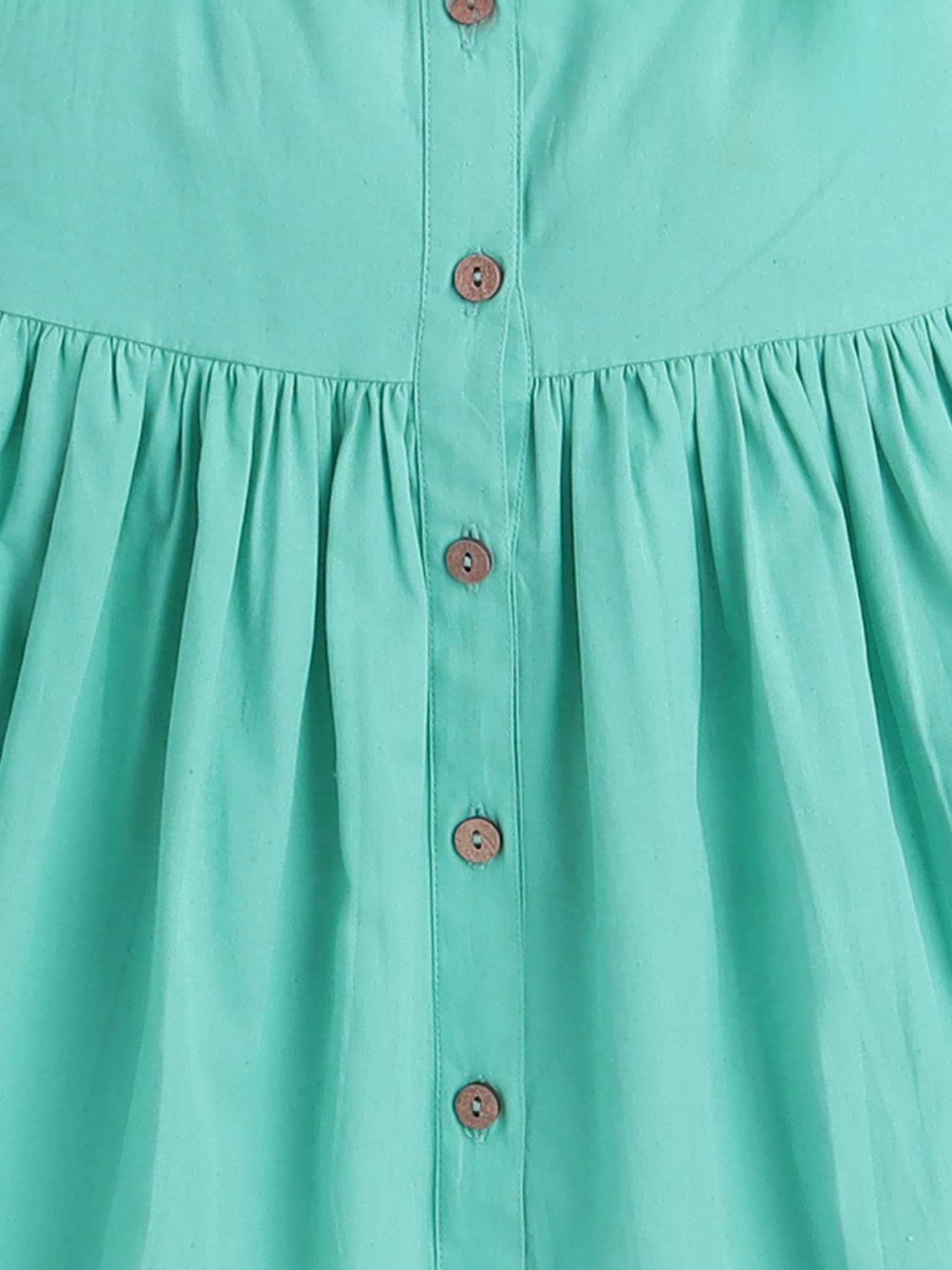 Cotton Shoulder Strapps with Bow Detail Solid Dress- Green