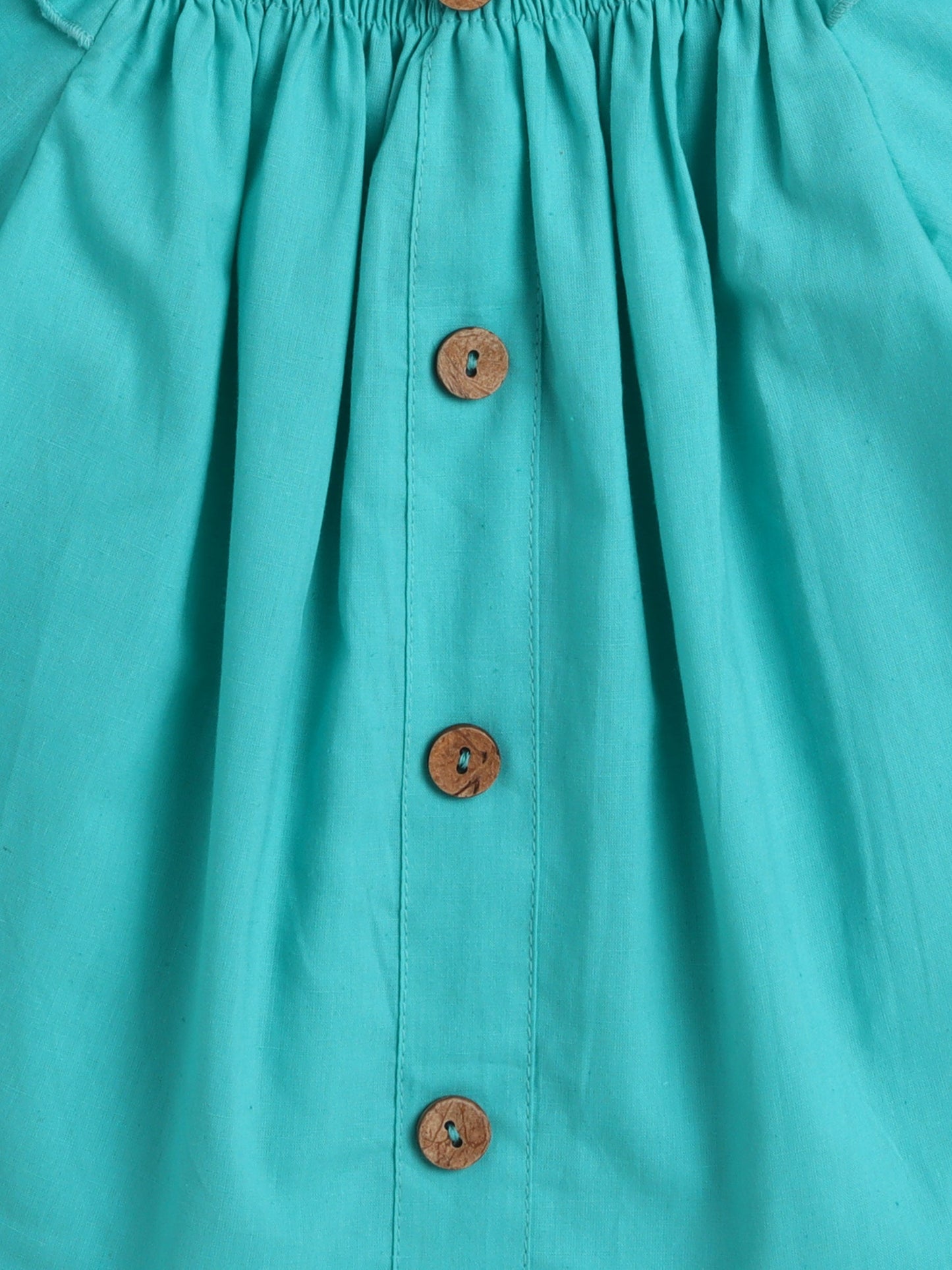 Solid Cotton Short Sleeves Top With Pants- Blue