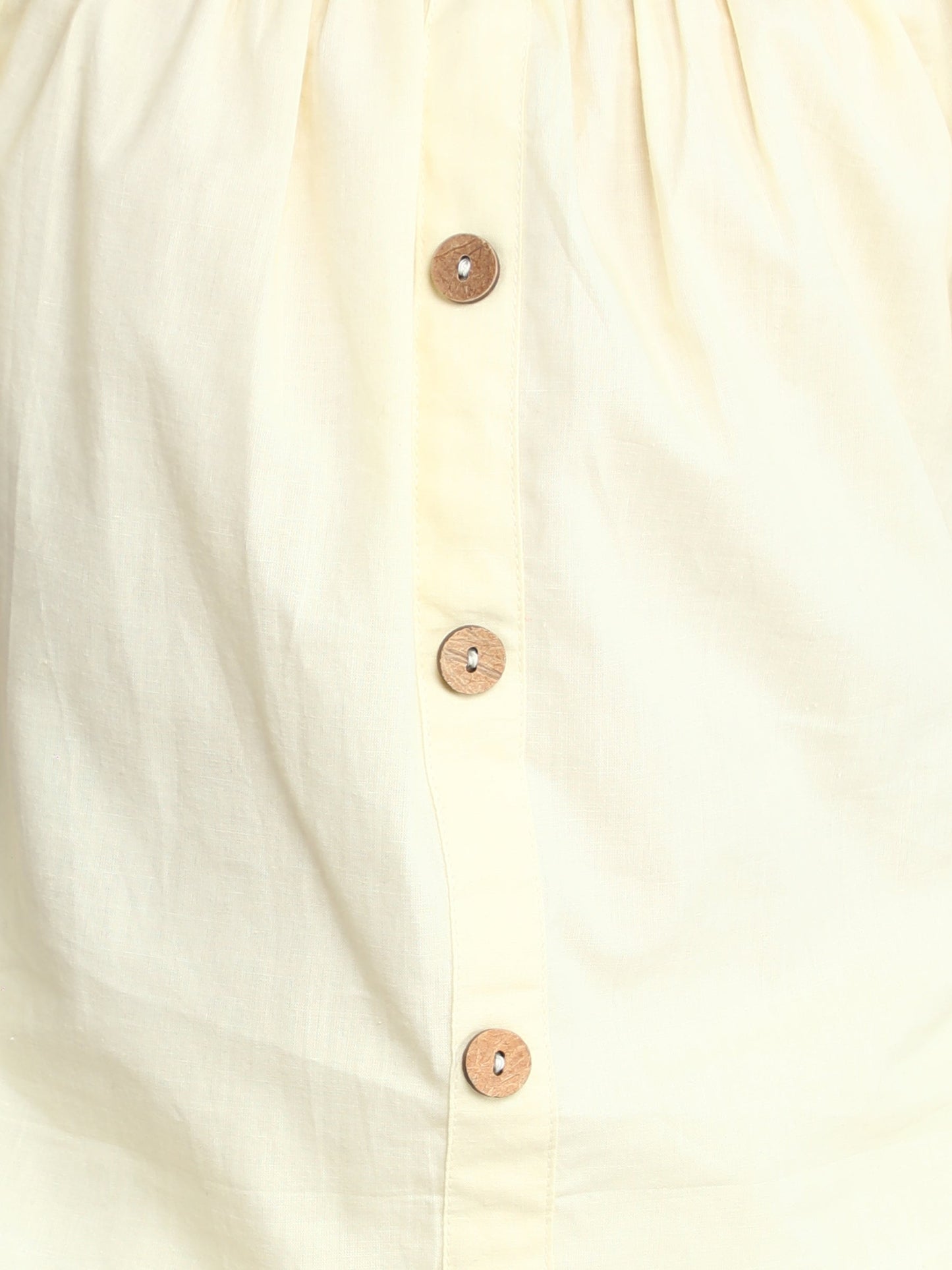 Solid Cotton Short Sleeves Top With Pants Set- Off White