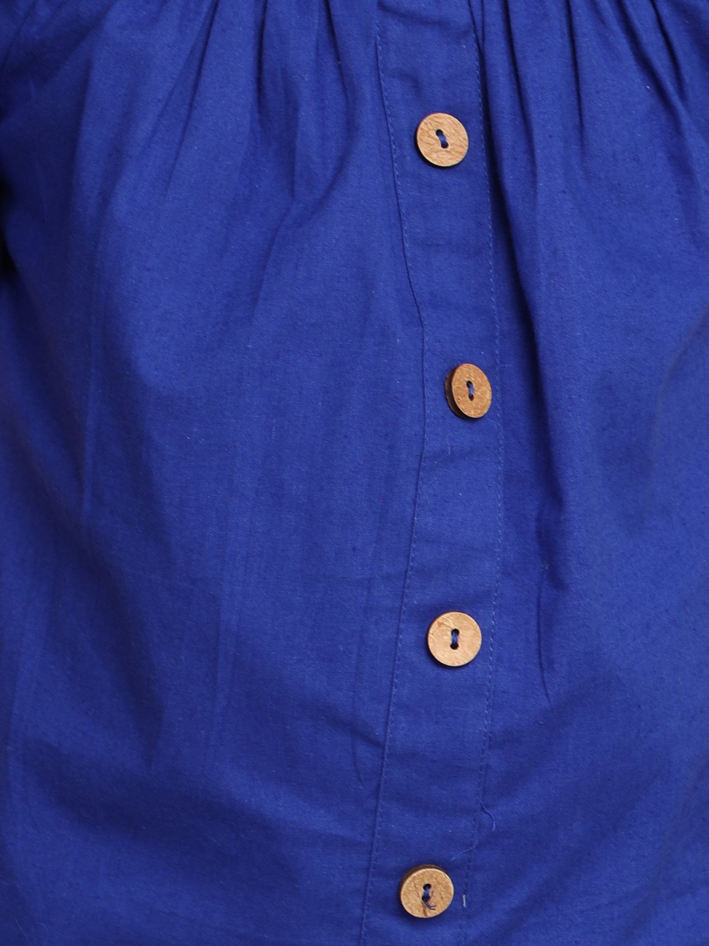 Cotton Solid Short Sleeves Co ordinating Set-Blue