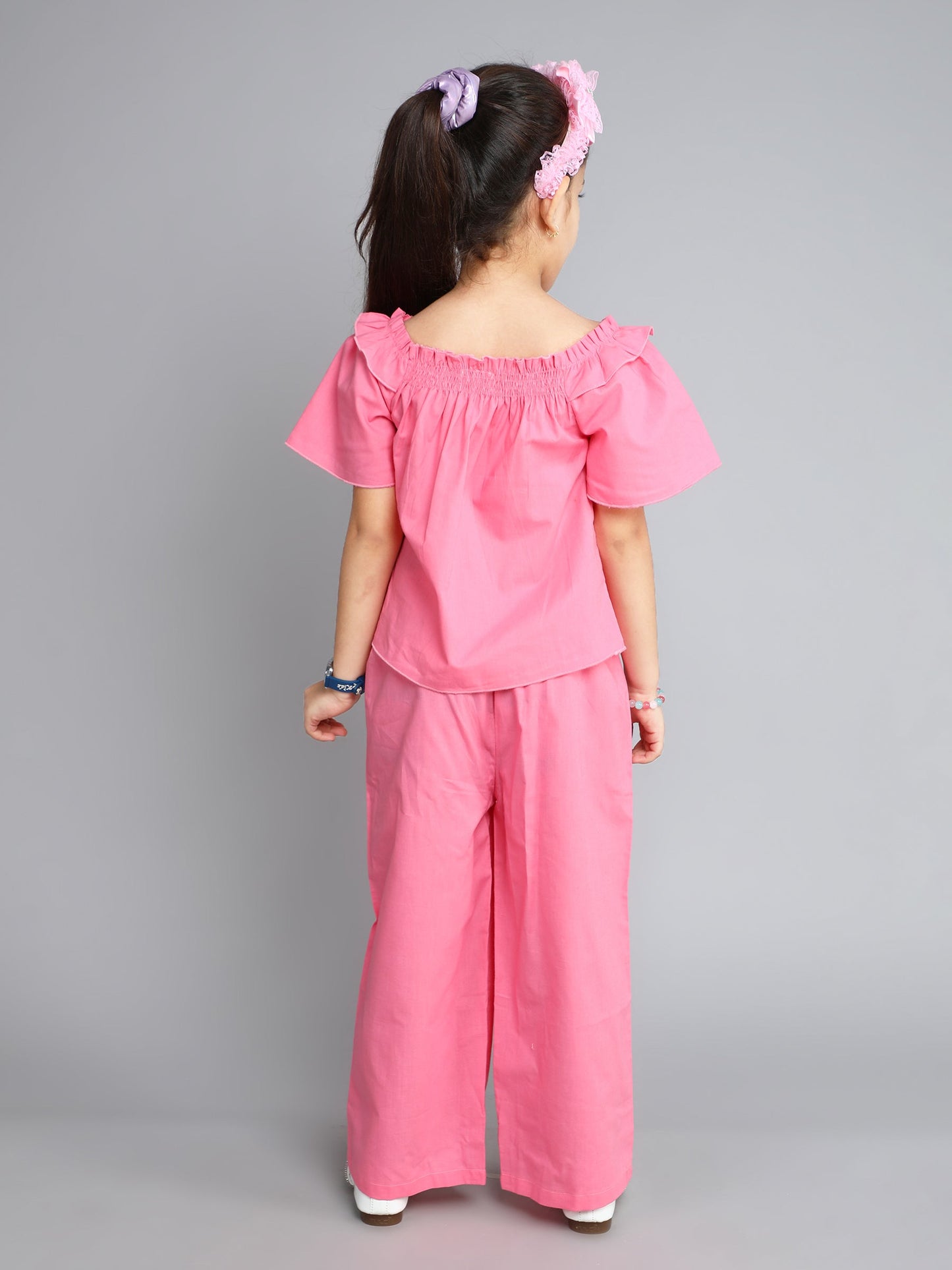 The Magic Wand Cotton Solid Short Sleeves Co ordinating Set-Pink
