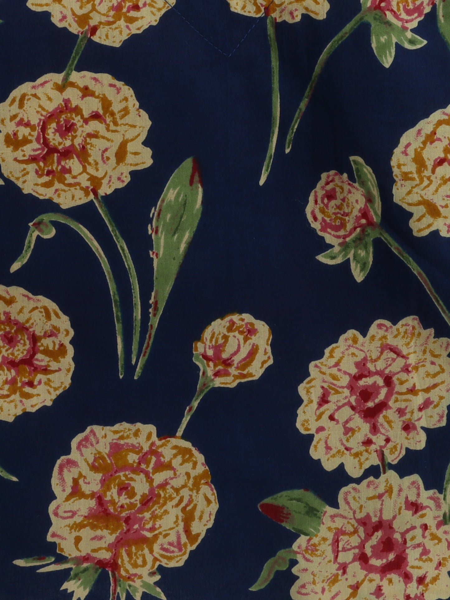 The Magic Wand Cotton Floral Printed 3/4th Sleeves Top & Pant Lounge Wear Set -Navy Blue