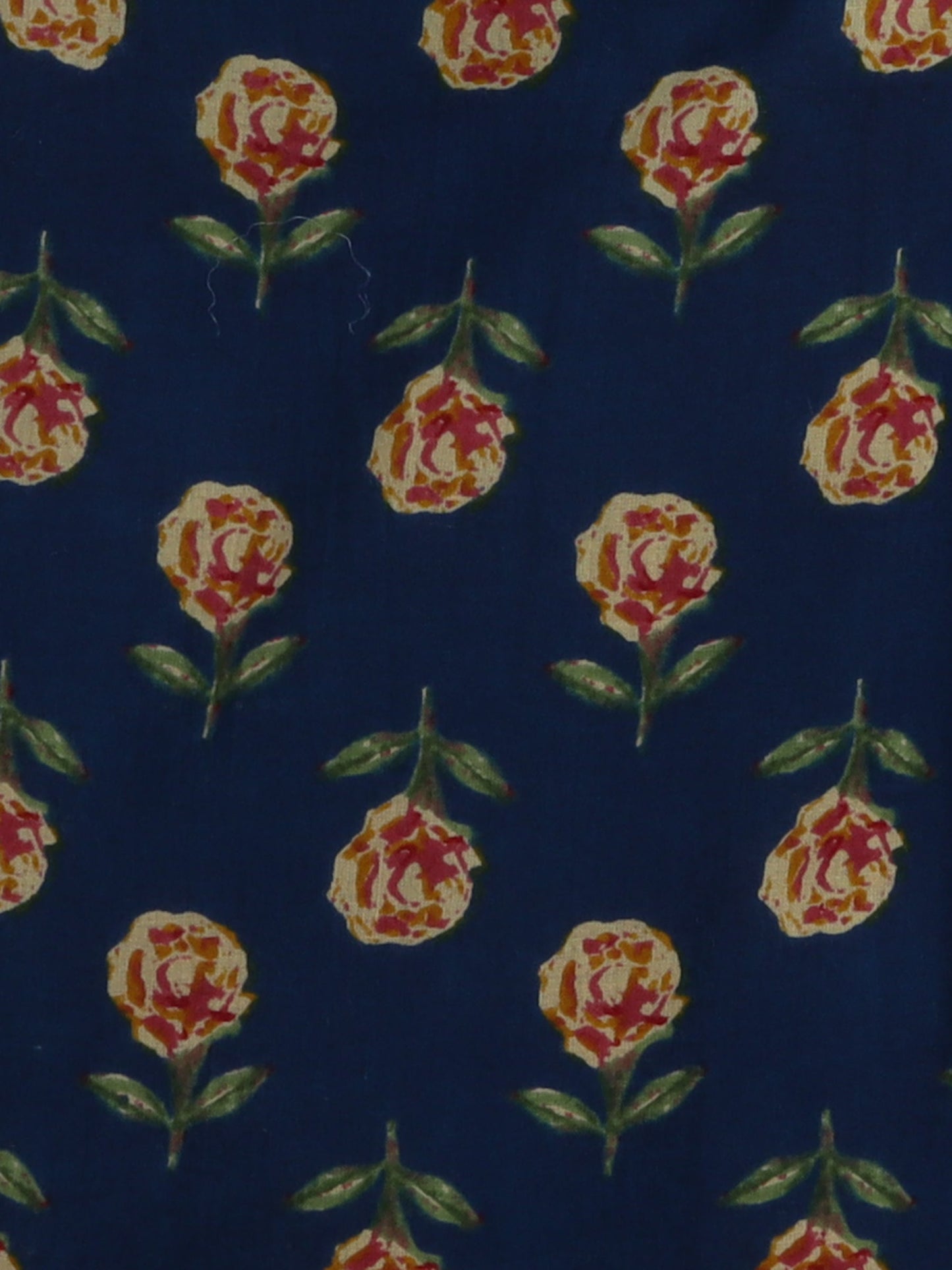 Floral Printed Cotton 3/4th Sleeves Top & Pant Lounge Wear Set - Navy Blue