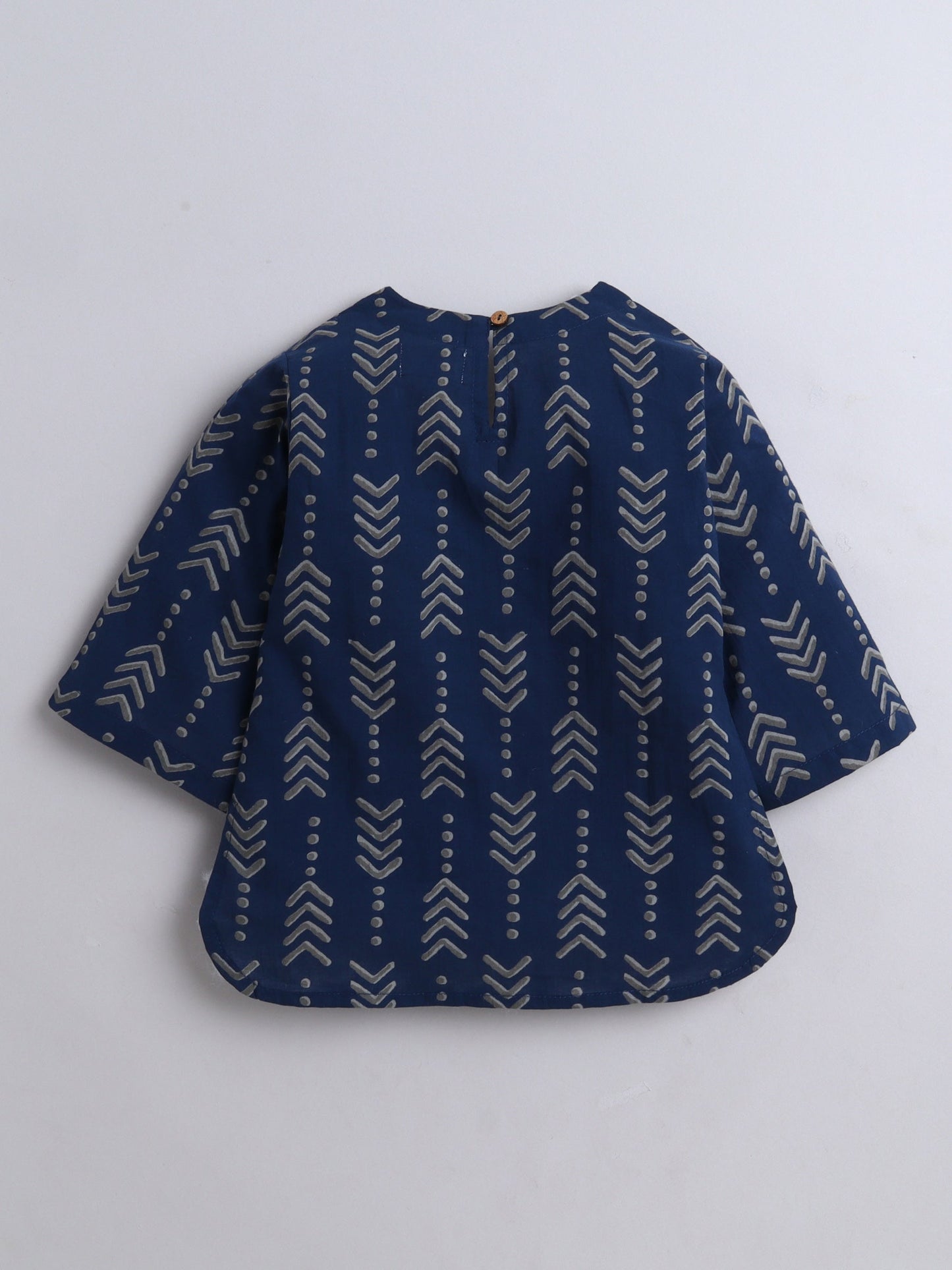 The Magic Wand Cotton All Over Printed 3/4th Sleeves Top & Pant Lounge Wear Set -Navy Blue
