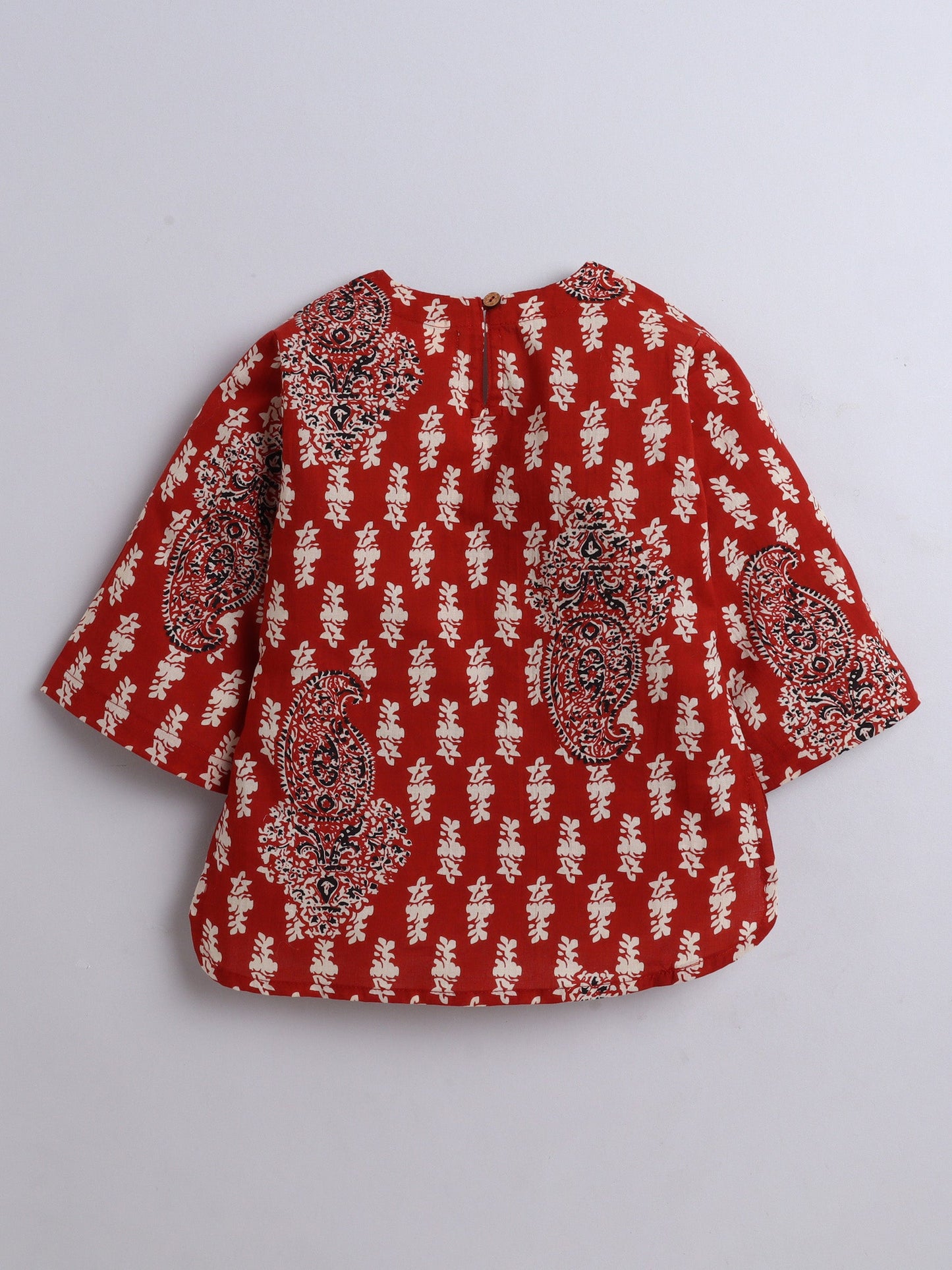 The Magic Wand Cotton All Over Printed 3/4th Sleeves Top & Pant Lounge Wear Set -Rust