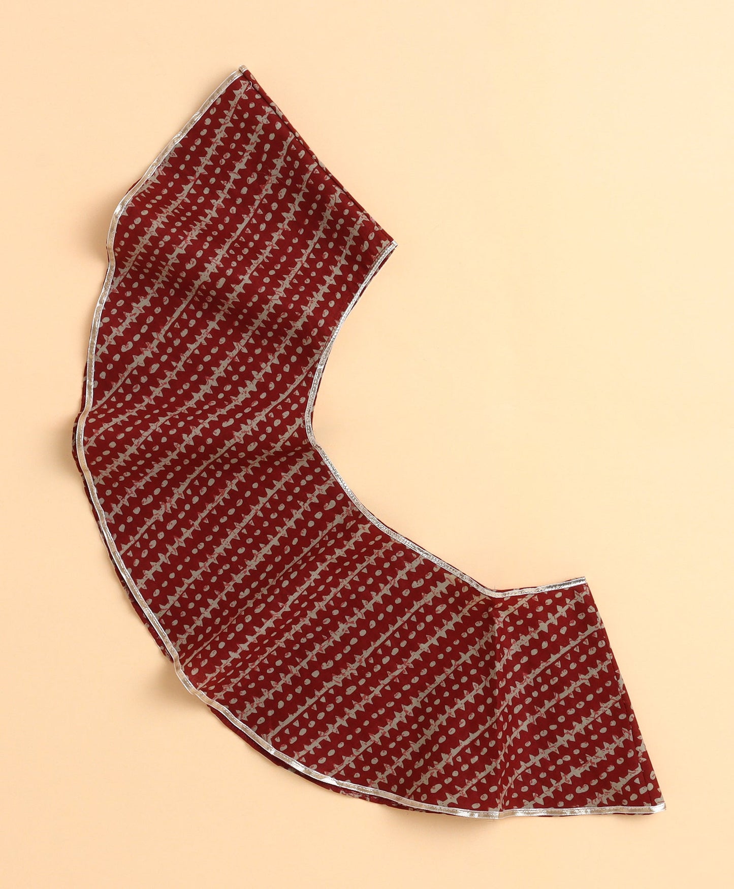 The Magic Wand Cotton Floral Printed Sleeveless Lace Embellished Dress with Detachable Dupatta- Maroon