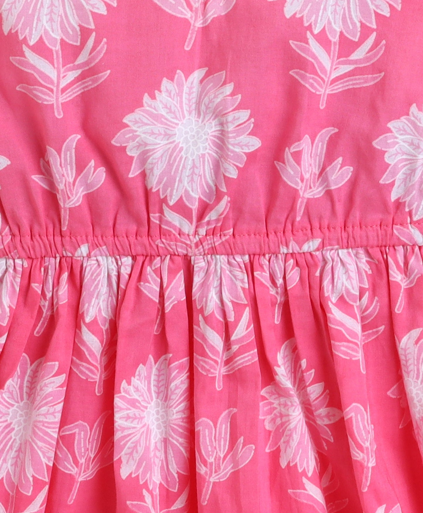 The Magic Wand Cotton Woven Floral Printed Sleeveless Lace Embellished Dress with Detachable Dupatta- Pink
