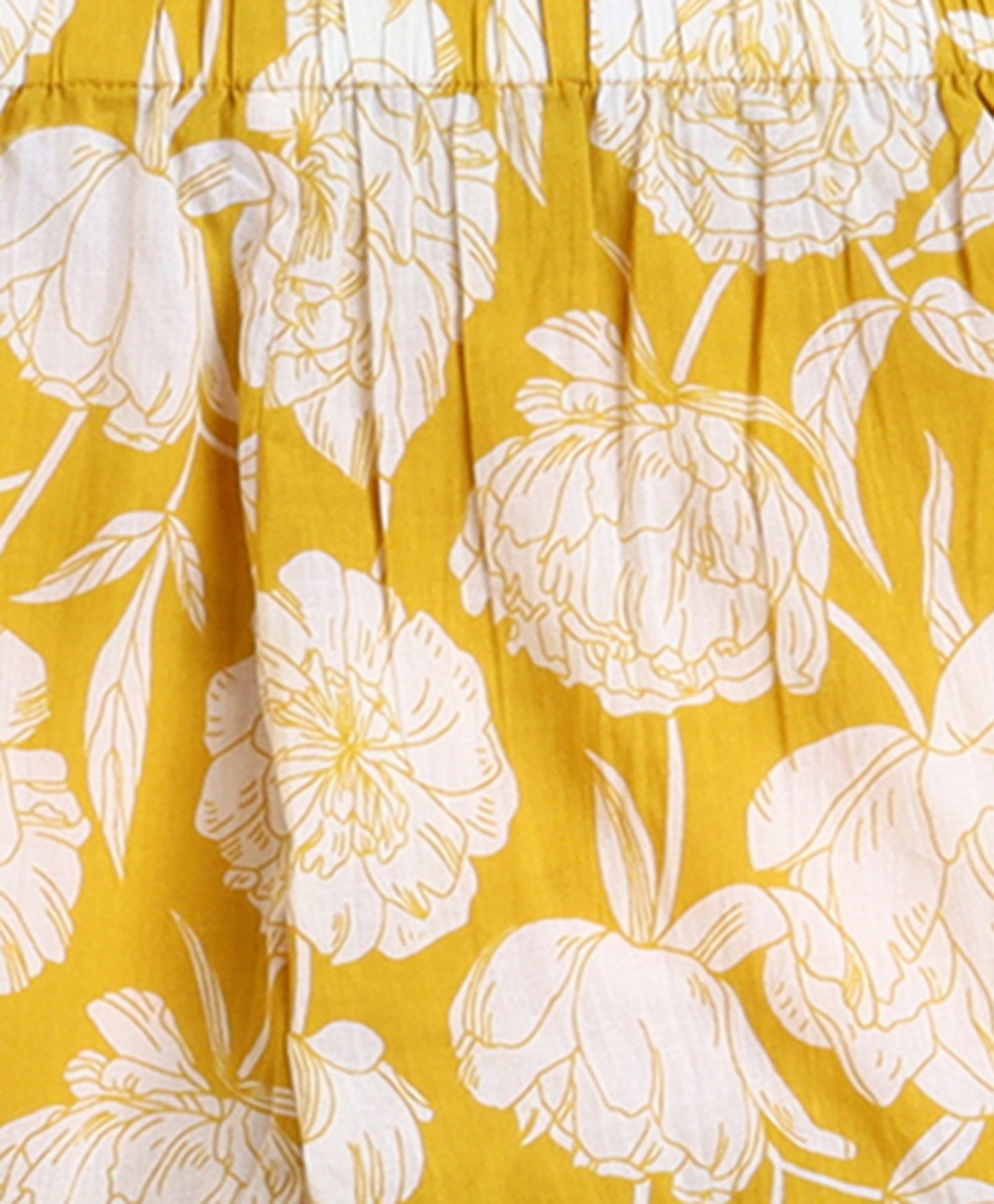 The Magic Wand Cotton Woven Floral Printed Three Fouth Sleeves Lace Embellished Kurta and Sharara With Dupatta Set - Yellow