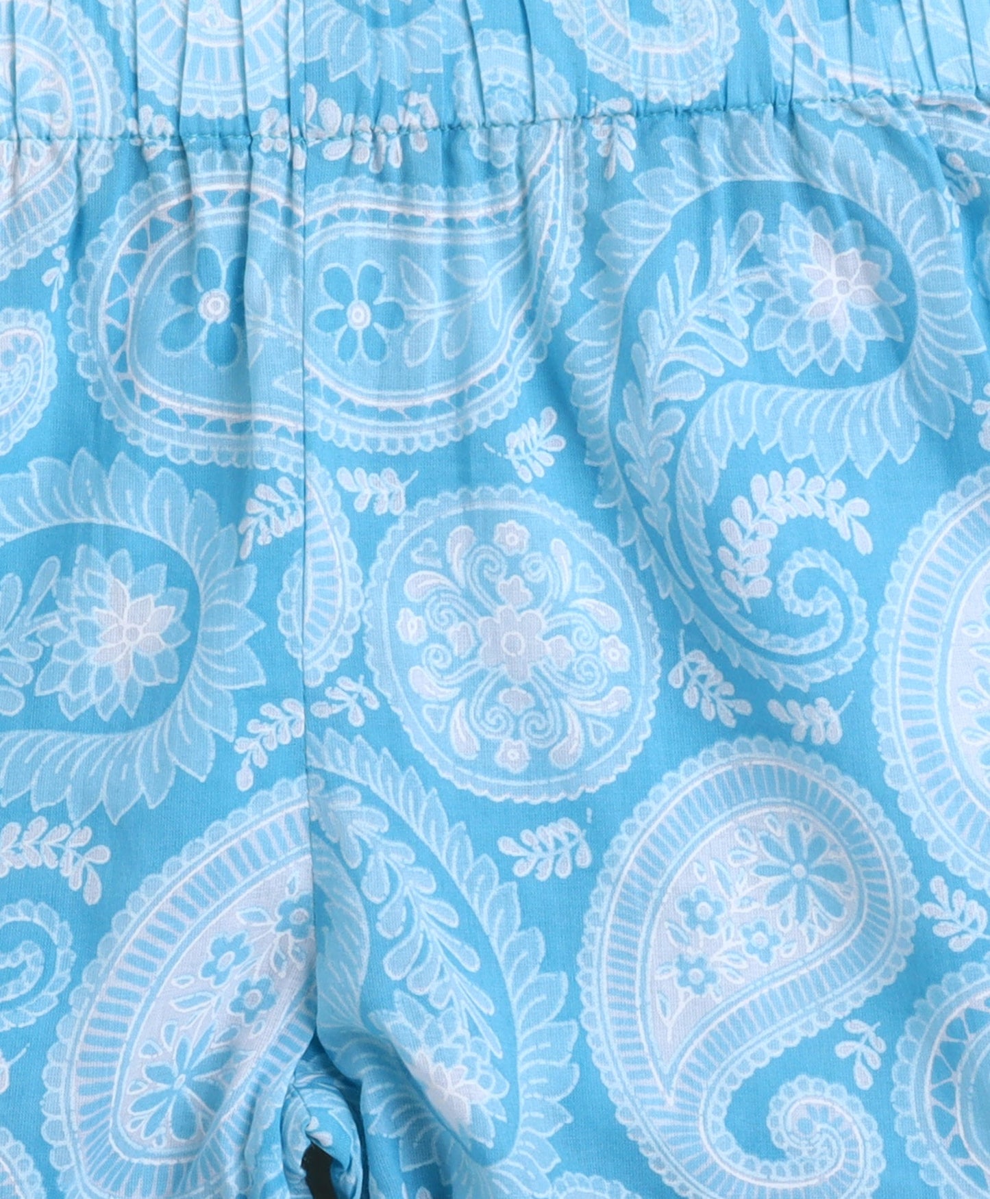 The Magic Wand Cotton Woven Floral Printed Three Fouth Sleeves Lace Embellished Kurta and Sharara Set - Blue