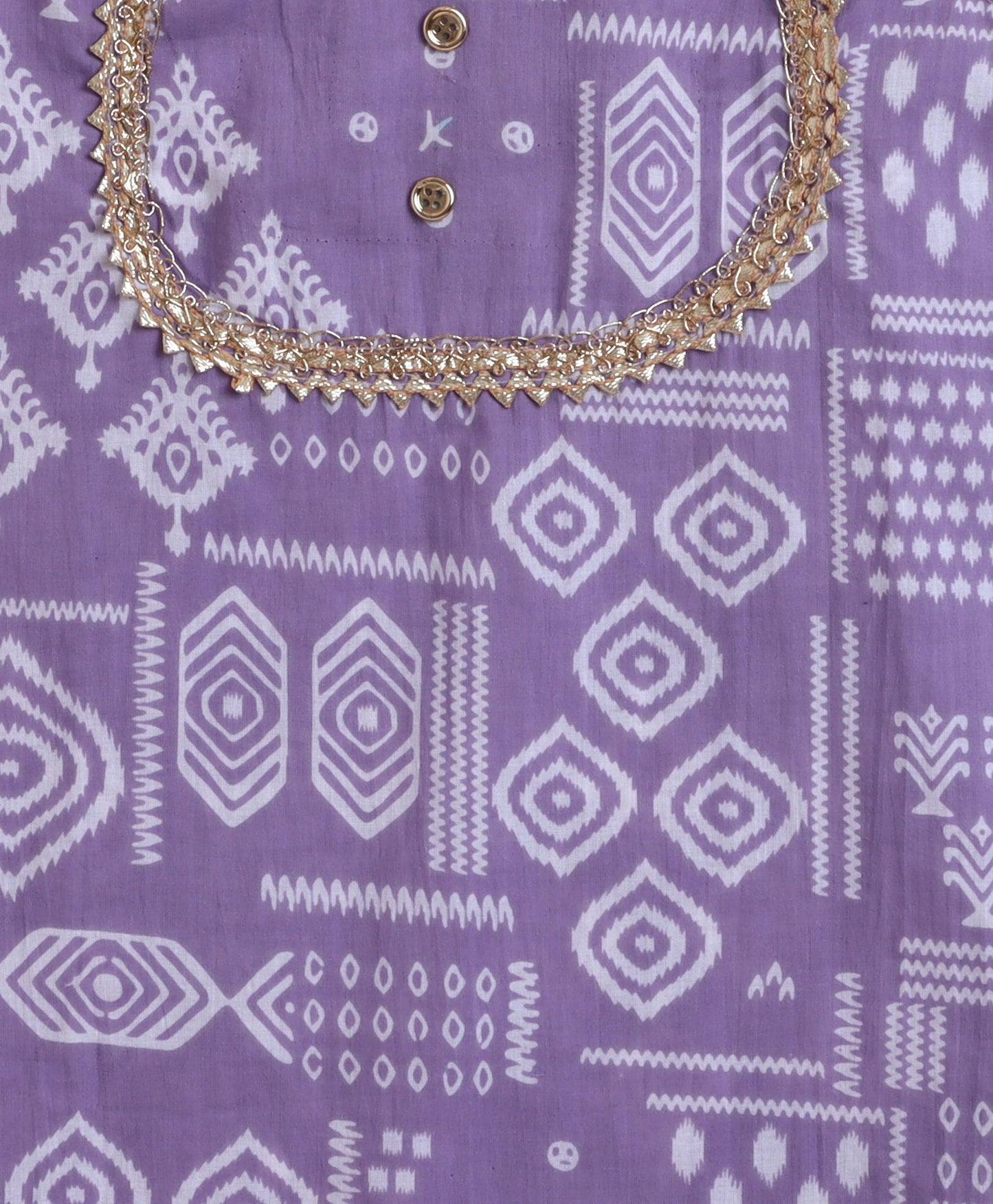 The Magic Wand Cambric Printed Aline Sleeveless Kurta Sharara Dupatta Set - Purple