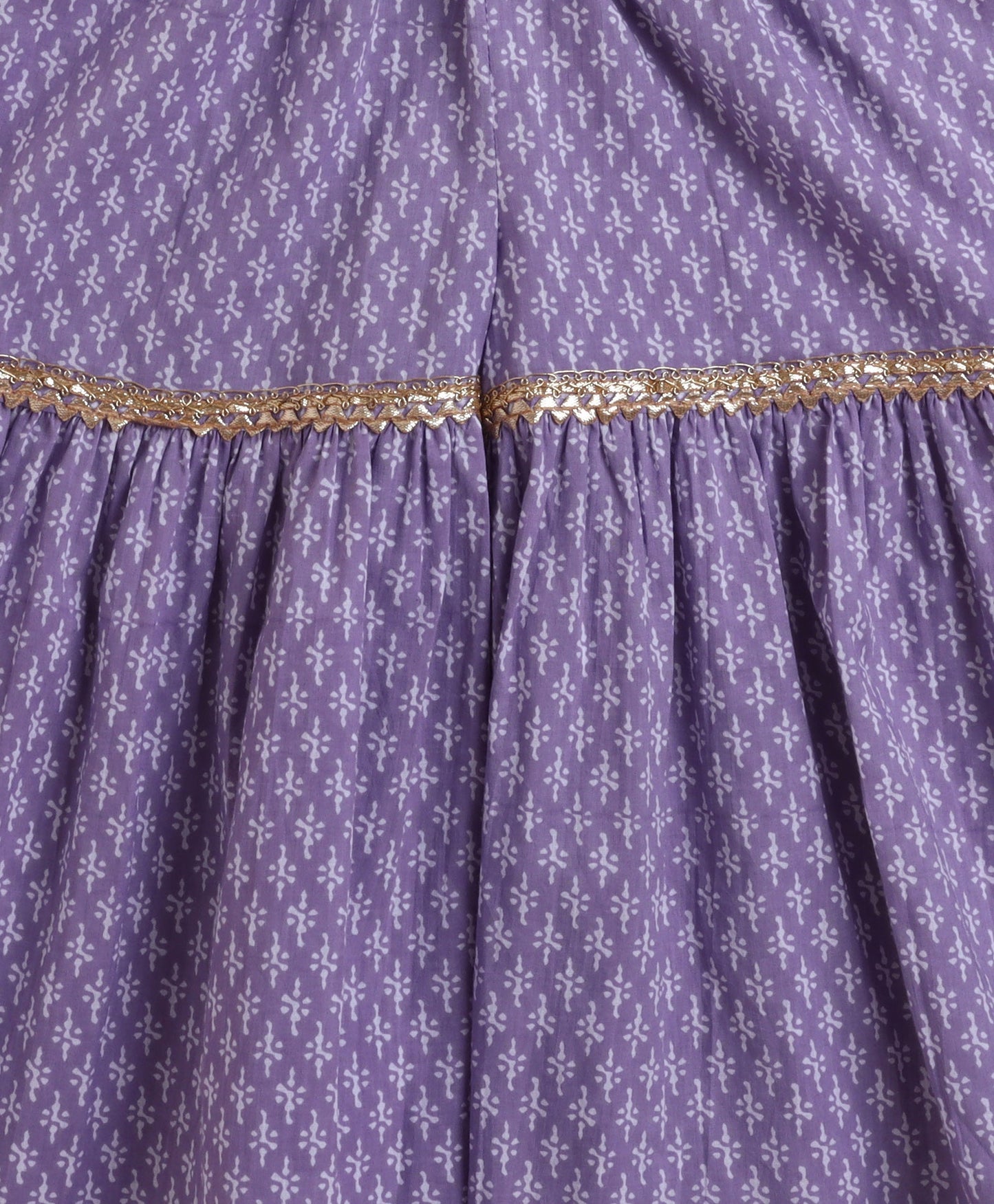 The Magic Wand Cambric Printed Aline Sleeveless Kurta Sharara Dupatta Set - Purple