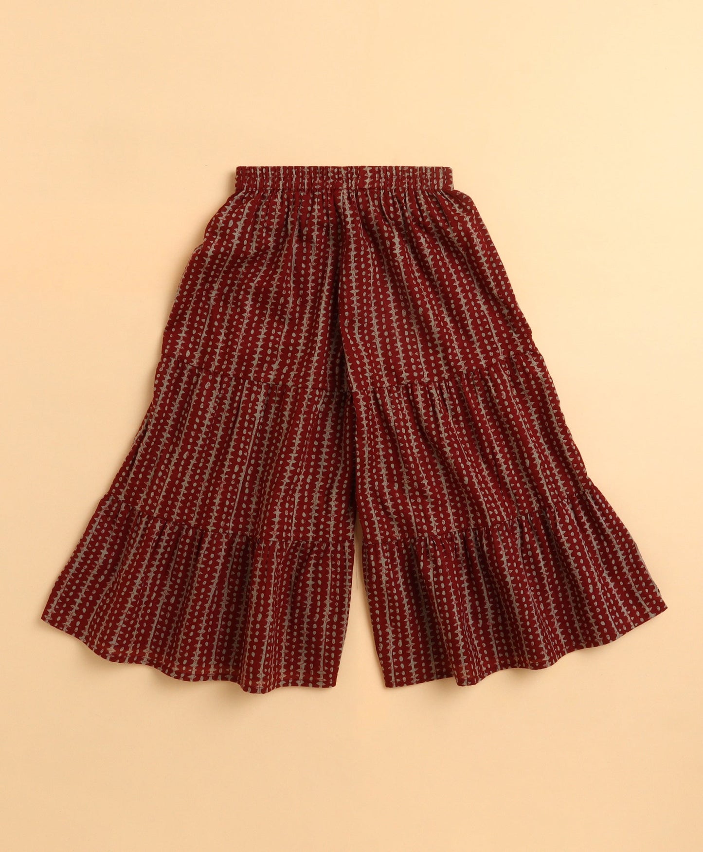 The Magic Wand Cambric Cotton Shoulder Tie Ups Floral Printed Kurta Sharara Set- Maroon