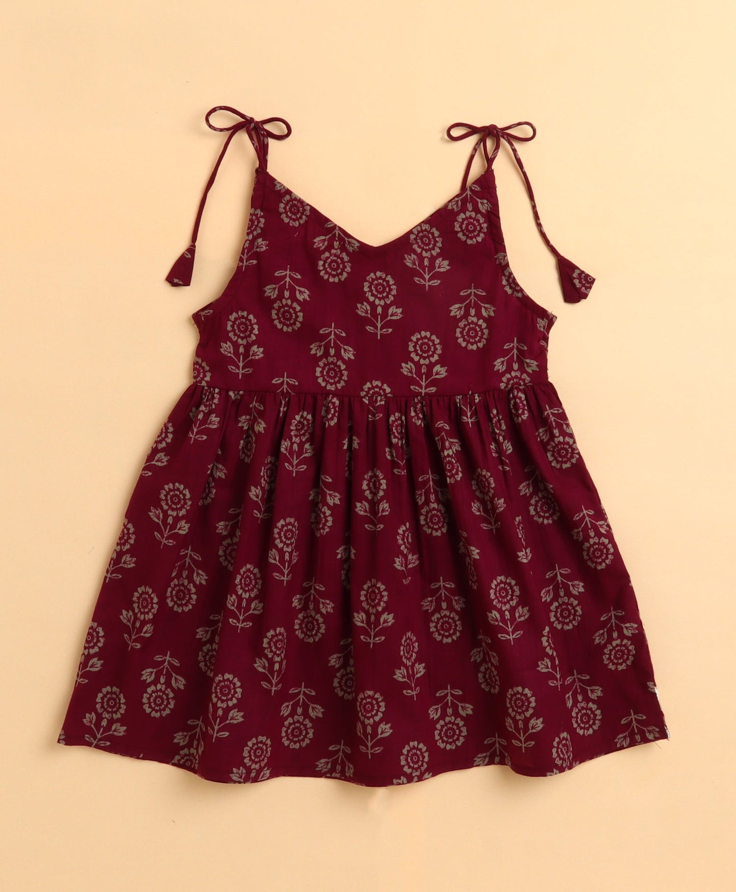 The Magic Wand Cambric Cotton Shoulder Tie Ups Floral Printed Kurta Sharara Set- Violet