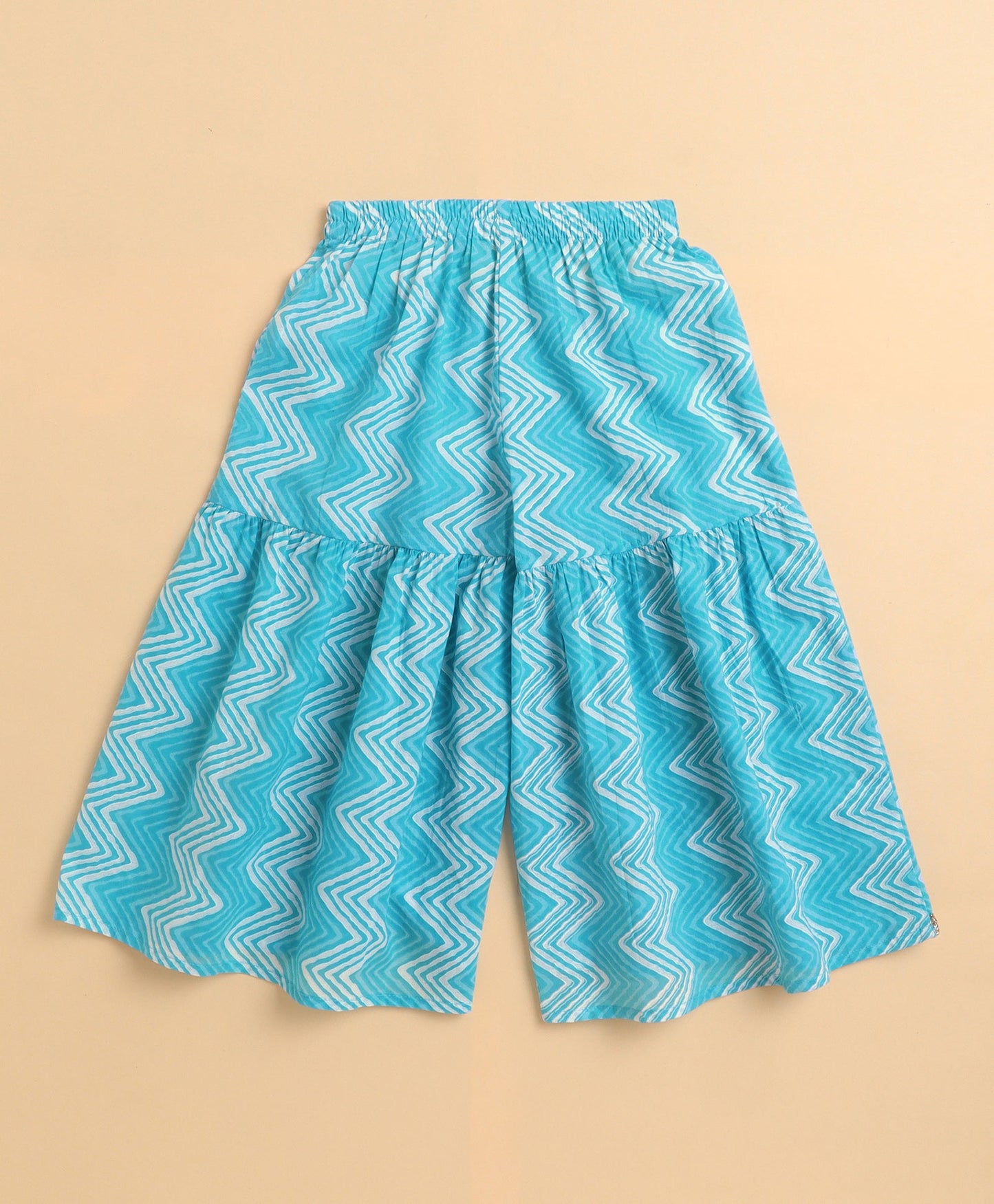 The Magic Wand Cambrbic Cotton Sleeveless All over Printed Kurta Sharara Set with Dupatta- Blue
