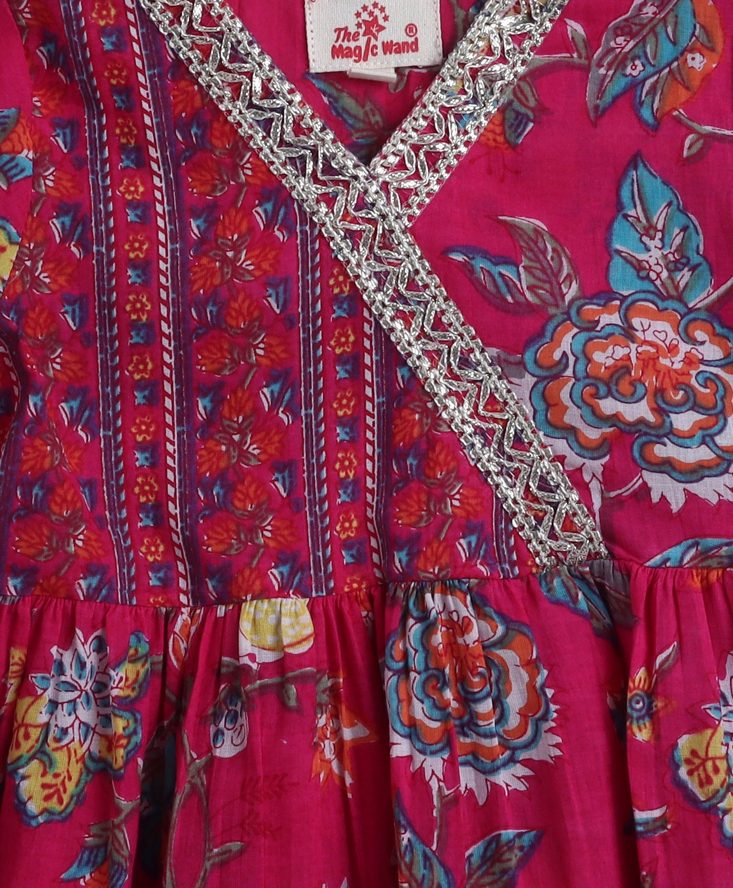 The Magic Wand Cotton Woven Three Fourth Sleeves Floral Printed Kurta & Sharara Set- Fuchsia