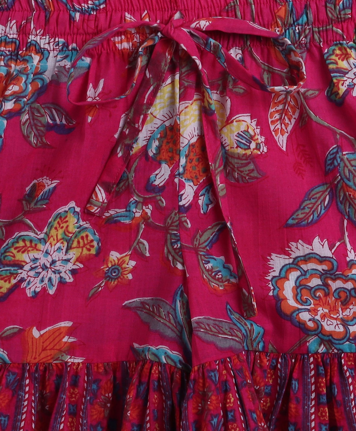 The Magic Wand Cotton Woven Three Fourth Sleeves Floral Printed Kurta & Sharara Set- Fuchsia