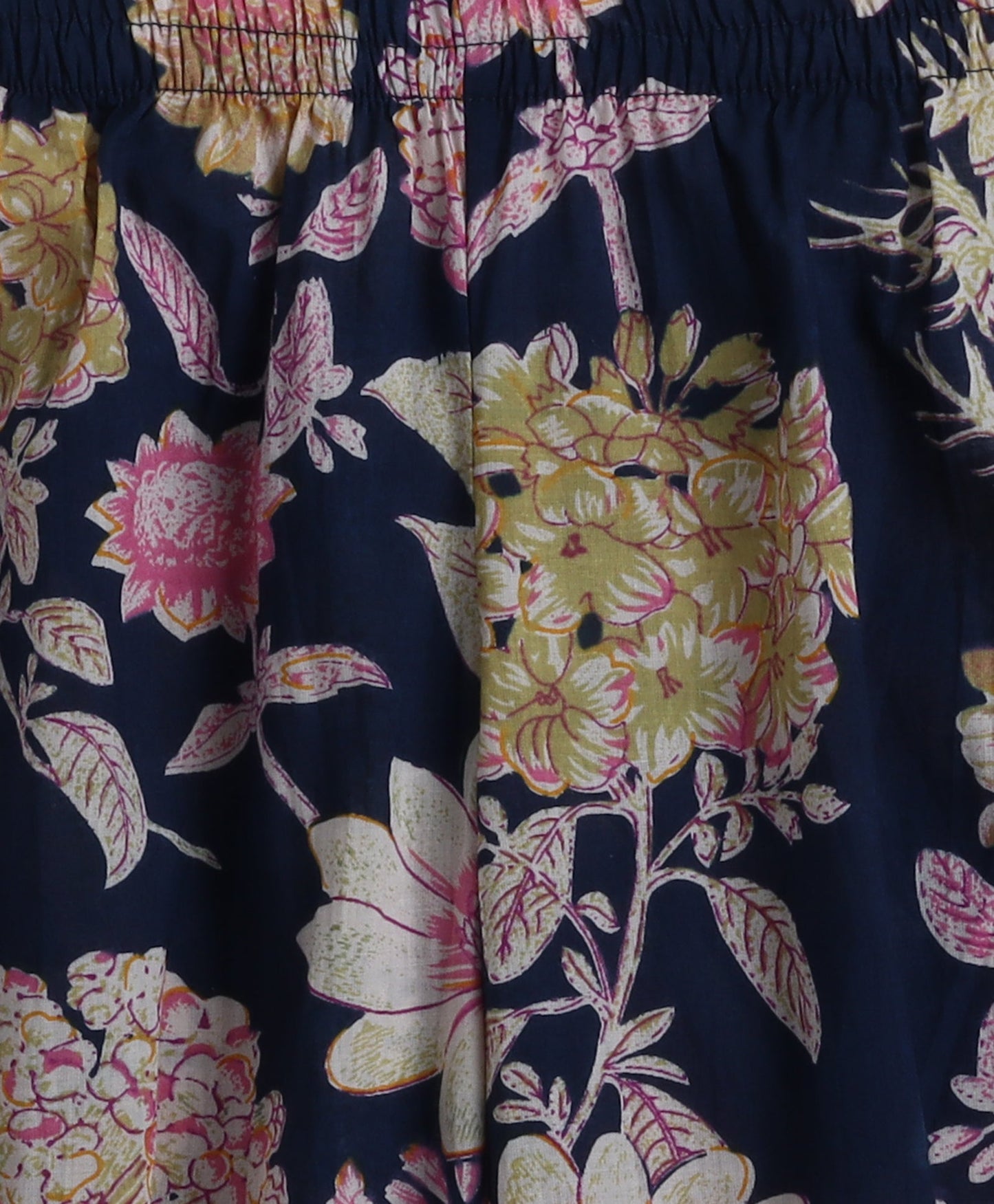 The Magic Wand Cotton Woven Half Sleeves Solid Kurta & Floral Printed Ballon Pant with Dupatta- Navy Blue