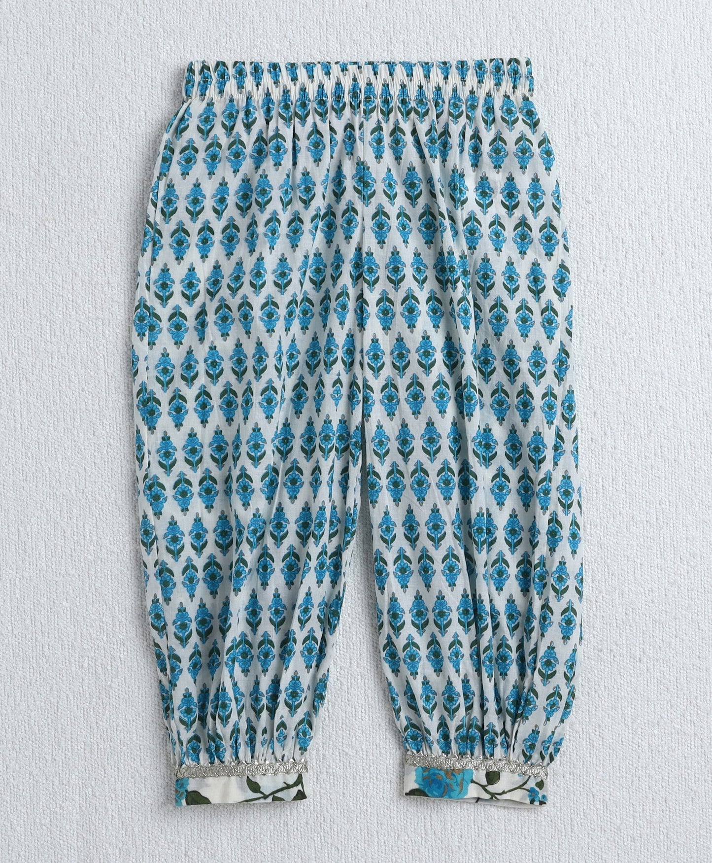 The Magic Wand Cotton Woven Half Sleeves Floral Printed Kurta & Pant with Dupatta - Blue
