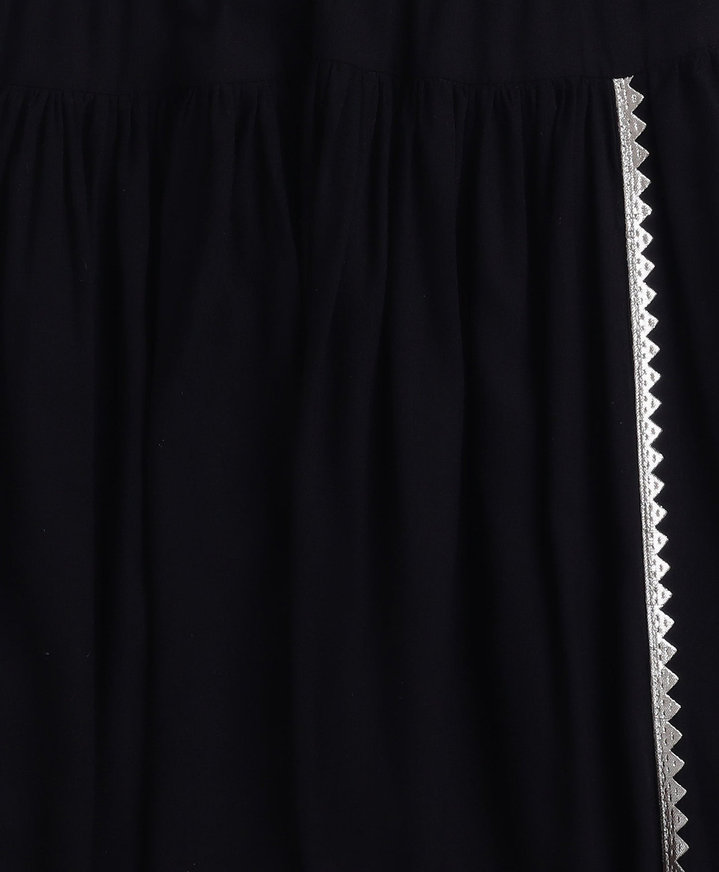 The Magic Wand Rayon Woven Elbow Sleeves Solid Anarkali Kurta with Dhoti Pants- Black