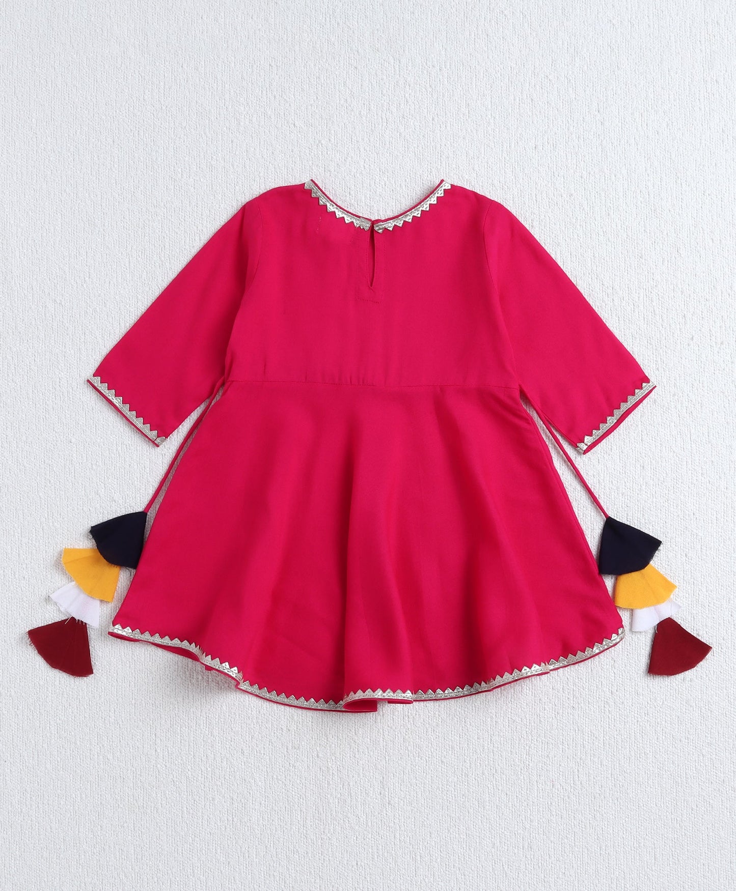 The Magic Wand Rayon Woven Elbow Sleeves Solid Anarkali Kurta with Dhoti Pants- Fuchsia