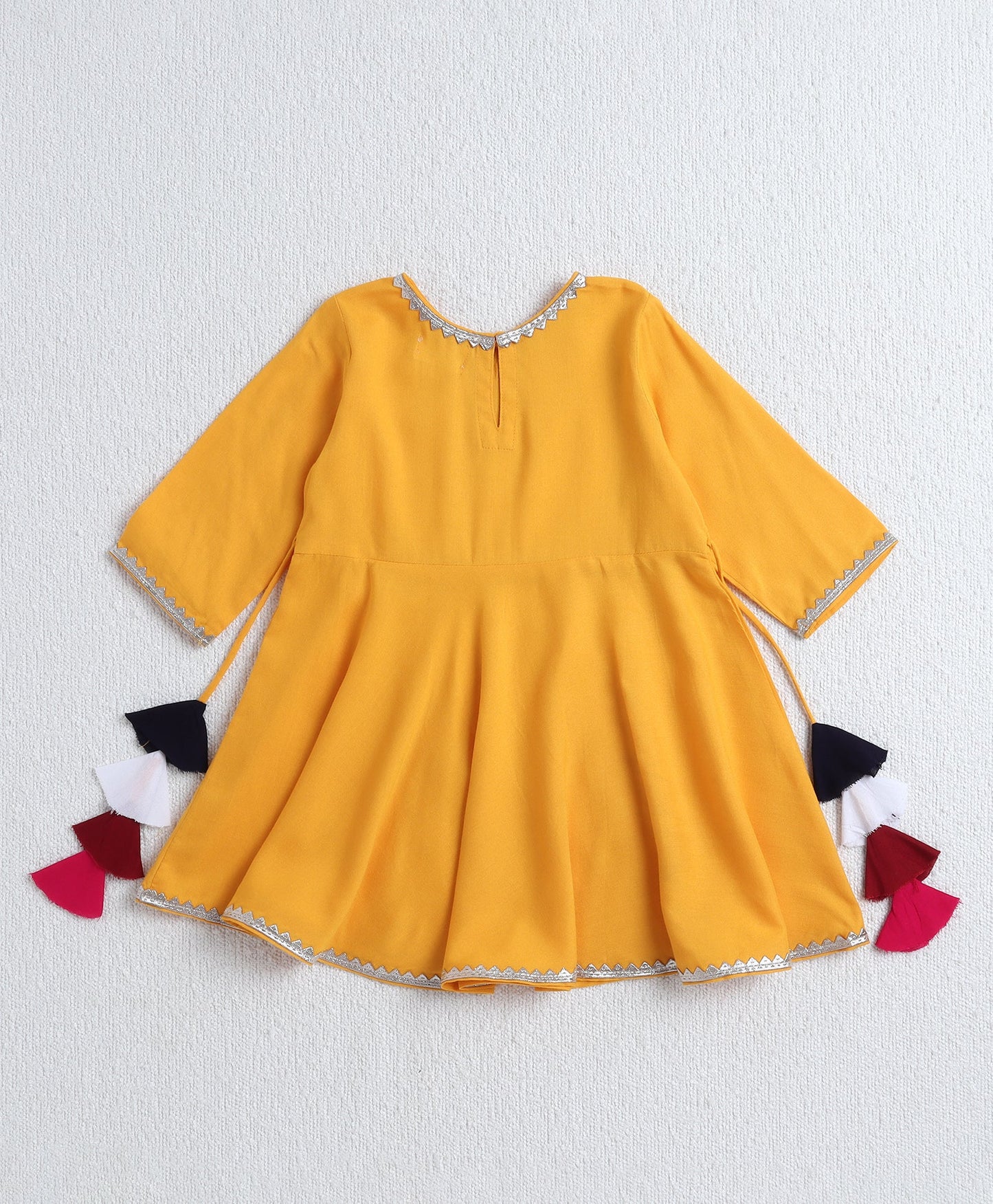 The Magic Wand Rayon Woven Elbow Sleeves Solid Anarkali Kurta with Dhoti Pants- Yellow