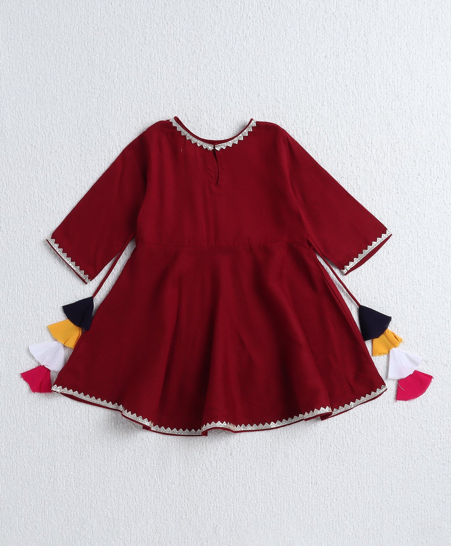 The Magic Wand Rayon Woven Elbow Sleeves Solid Anarkali Kurta with Dhoti Pants- Maroon