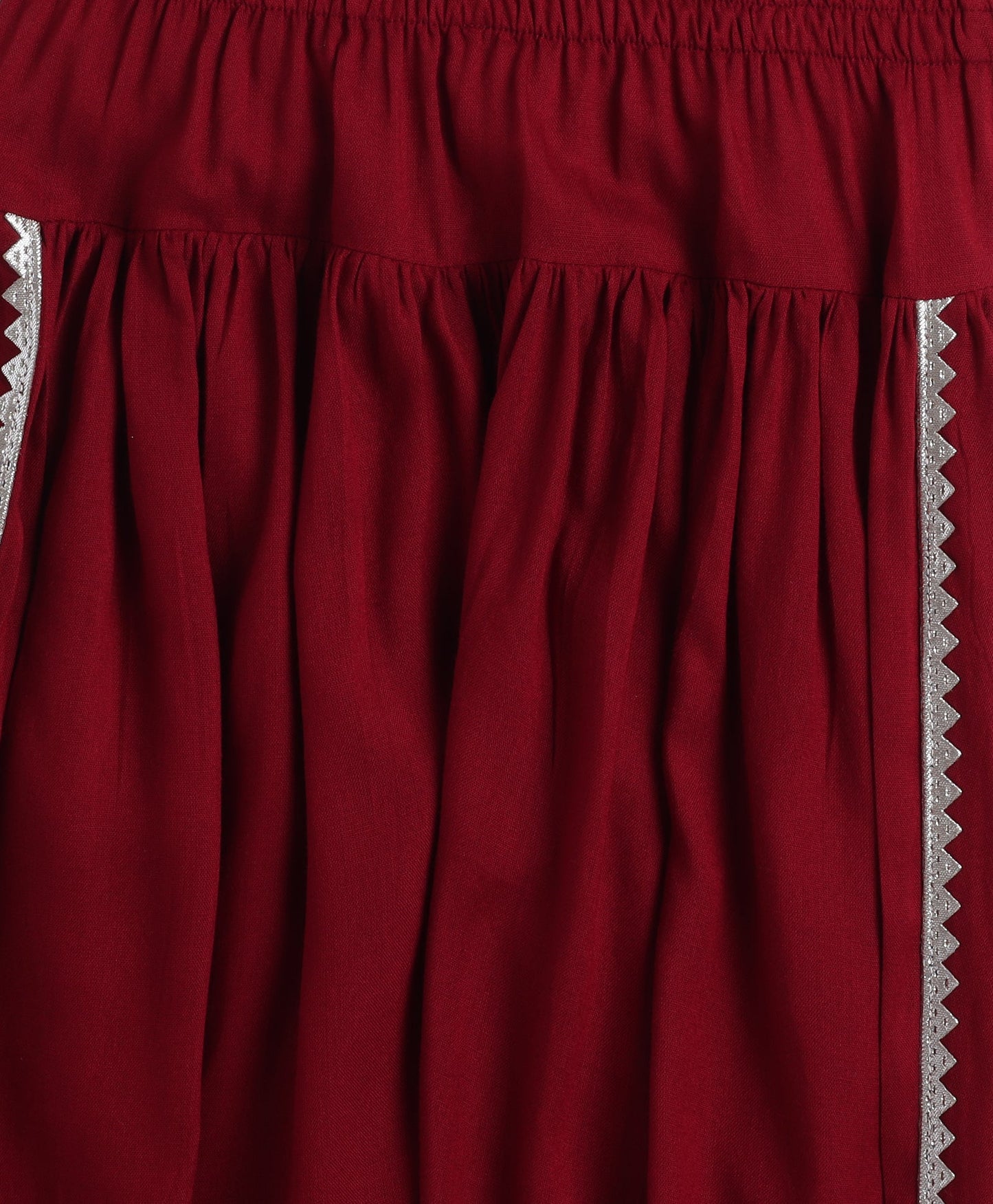 The Magic Wand Rayon Woven Elbow Sleeves Solid Anarkali Kurta with Dhoti Pants- Maroon