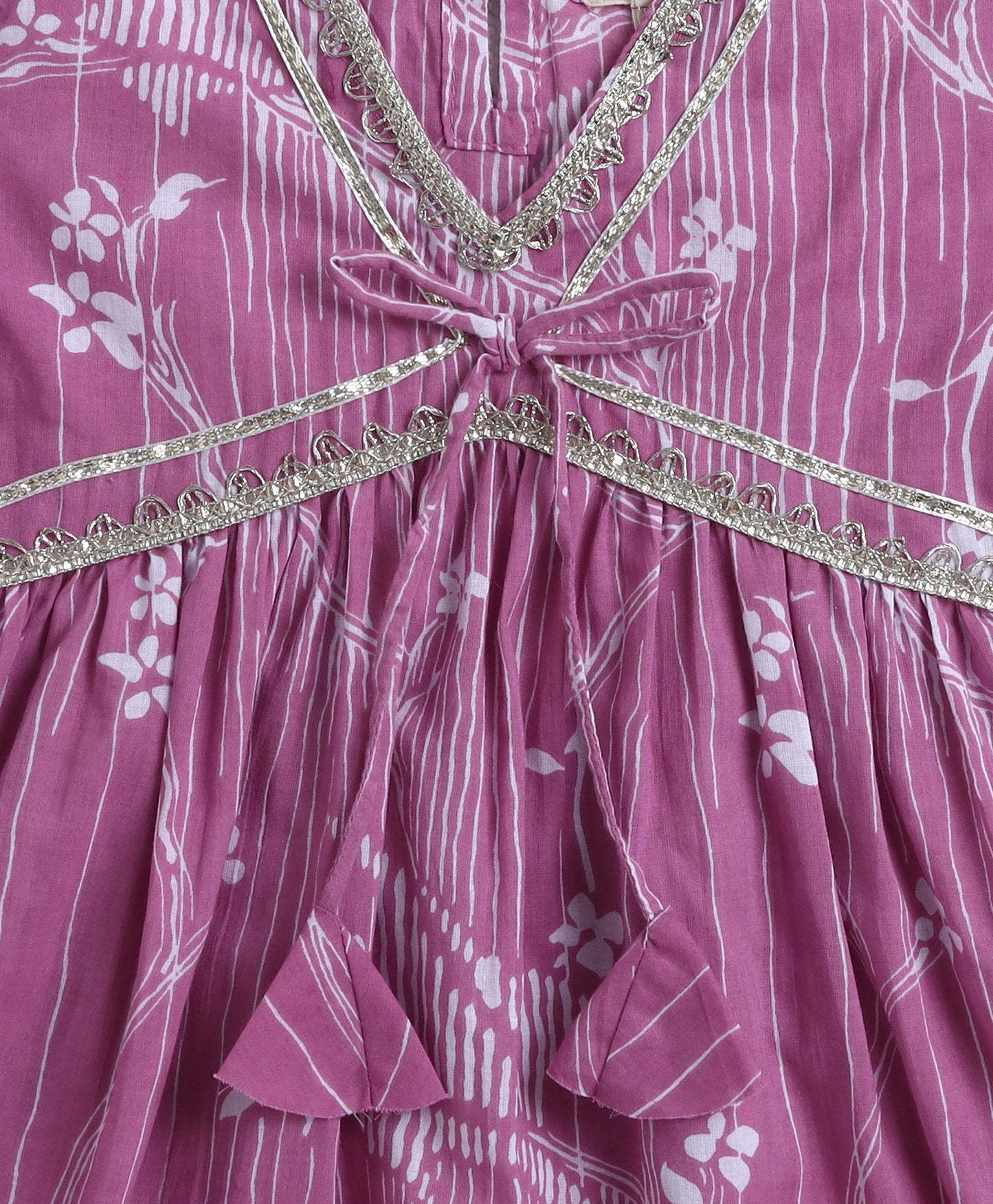 The Magic Wand Cotton Woven Half Sleeves Floral Printed Kurti & Sharara Set with Dupatta- Pink