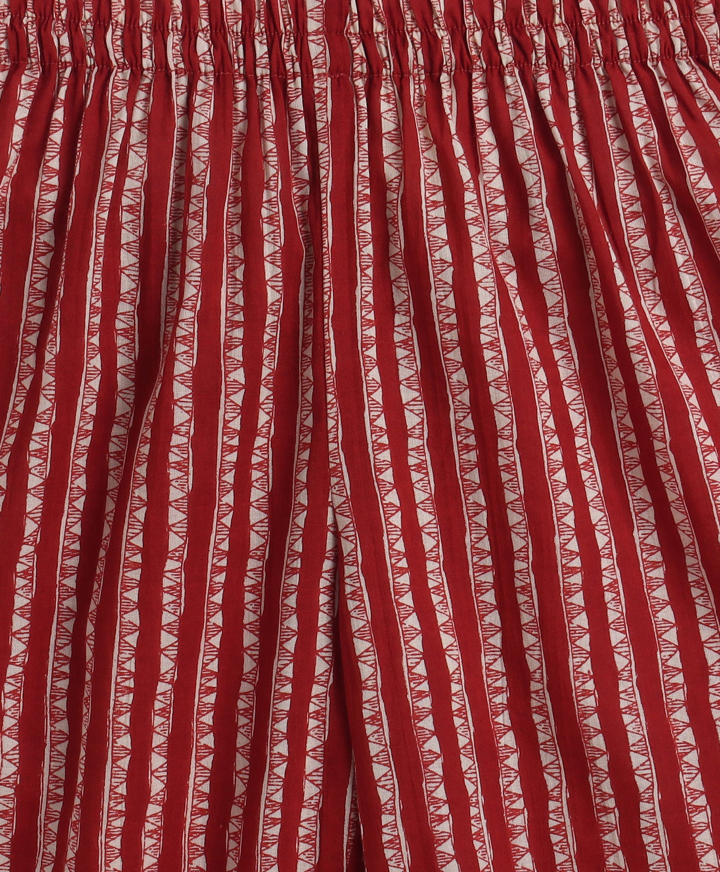 Cotton Woven Three Fourth Sleeves AII Over Printed Top and Bottom Set- Maroon