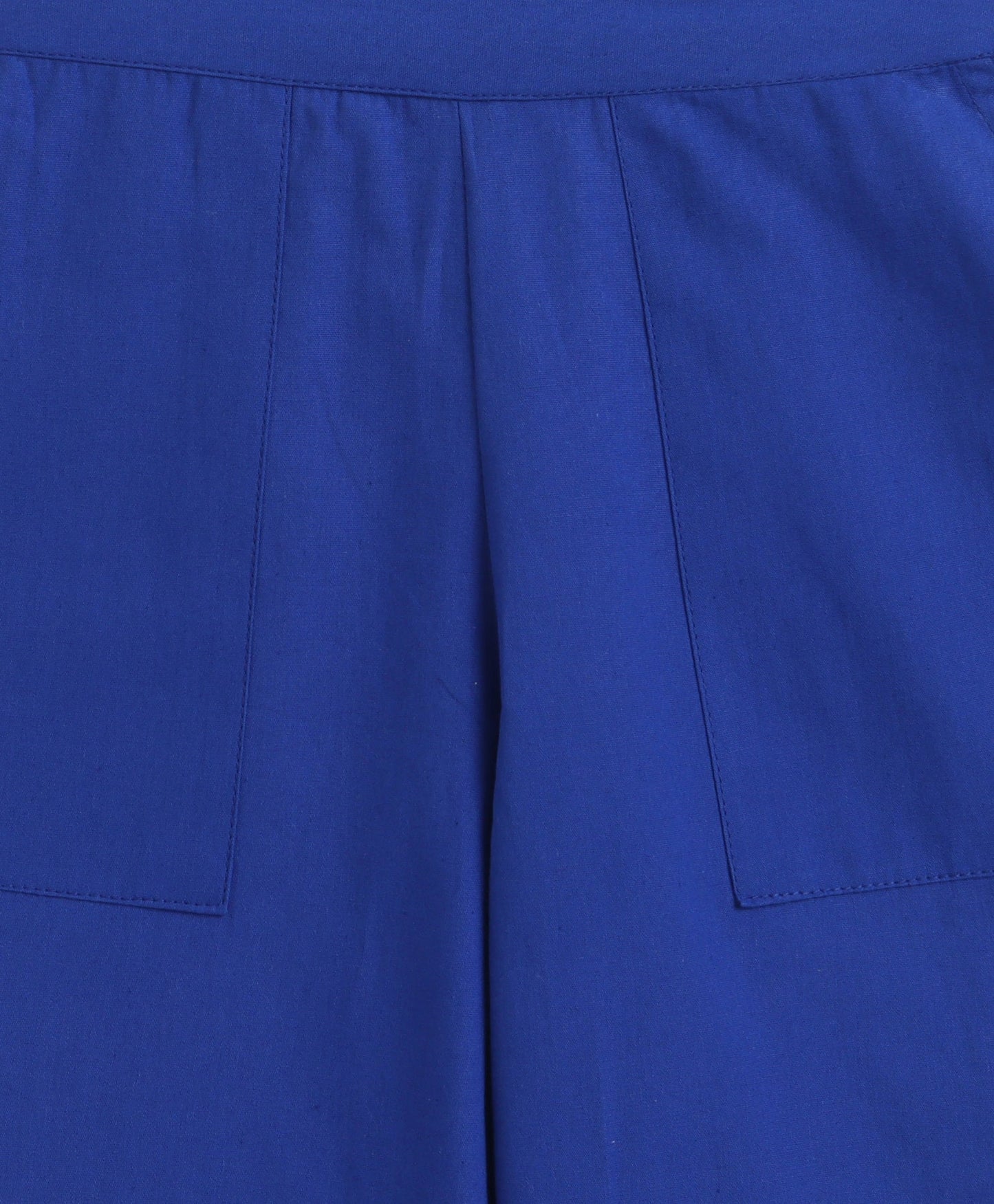 The Magic Wand Cotton Woven Solid Sleeveless Statement Front Bow Top And Pants Set - Royal Blue