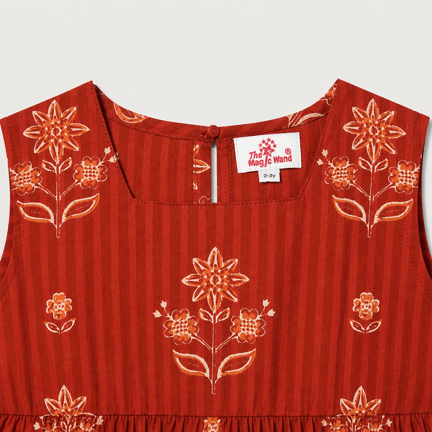 The Magic Wand Cotton Woven Sleeveless Floral Printed Peplum Top And Shorts Set - Rust