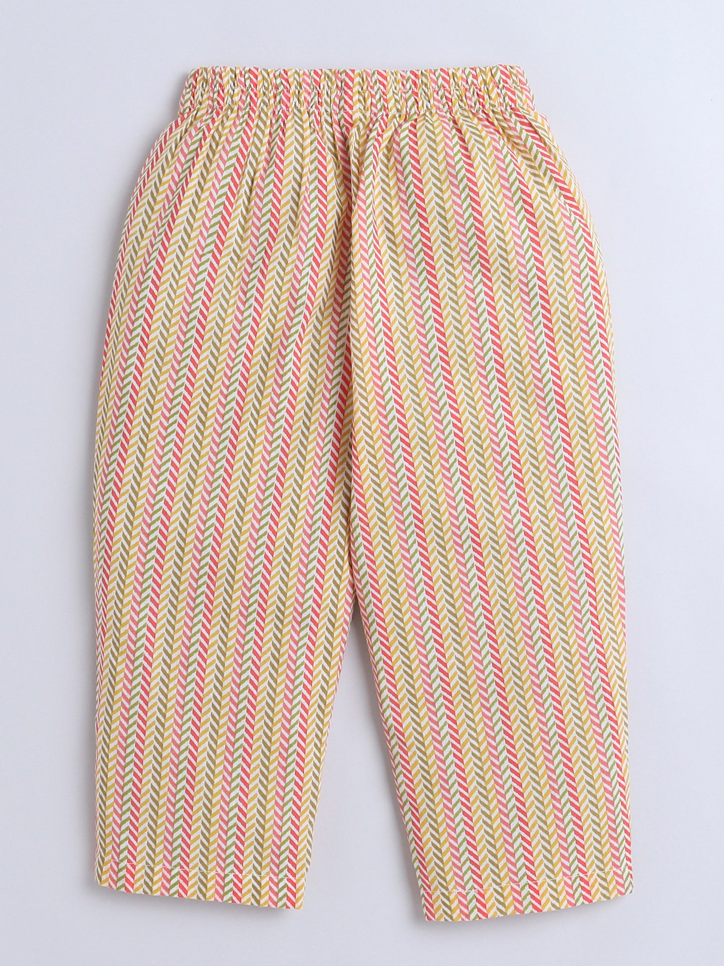 Hand Floral Printed Cotton Lace Embelished 3/4th Sleeves Top and Pant Night Wear Lounge Wear Set For Girls Yellow