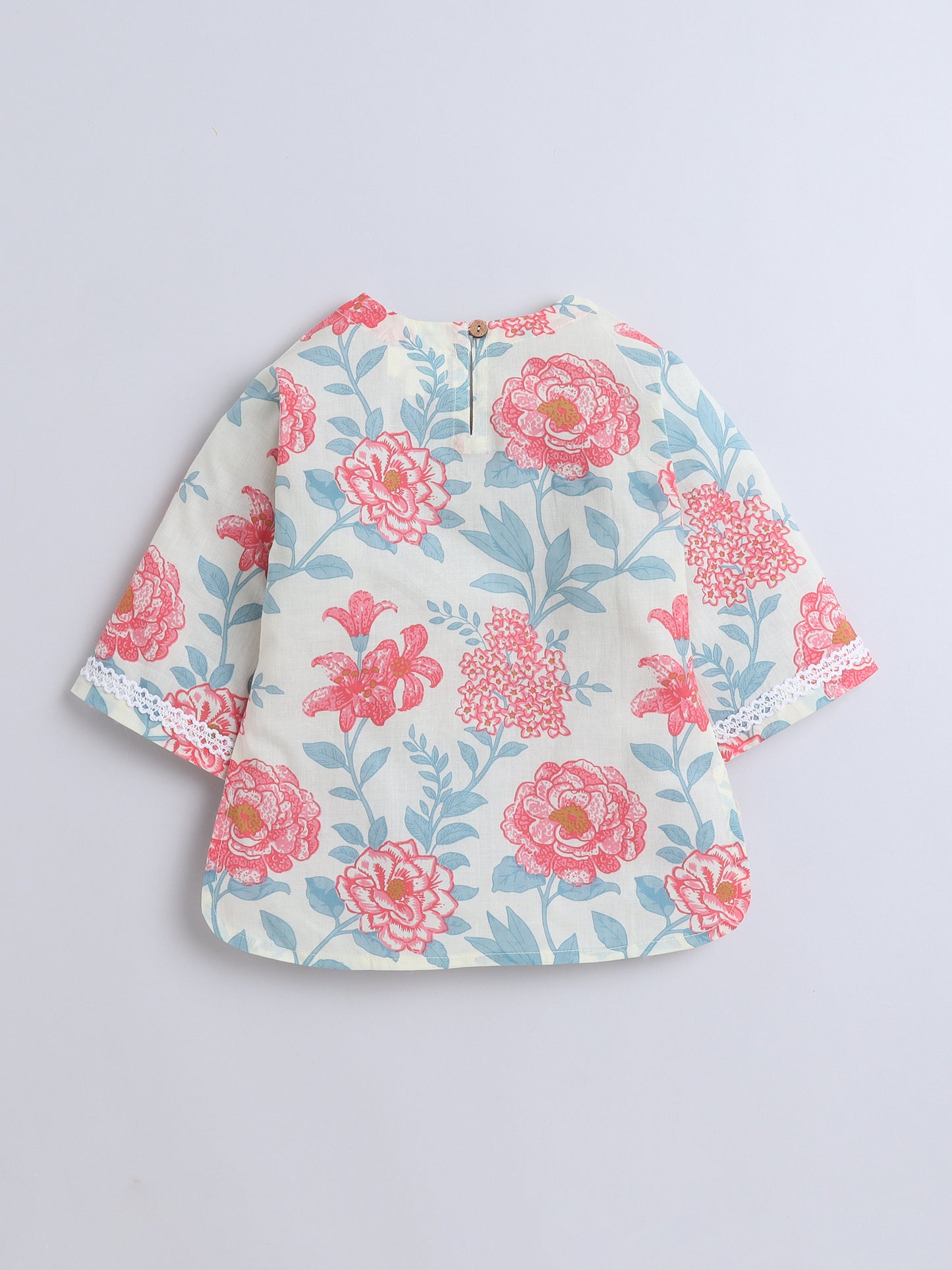 Three forth Sleeves Floral Printed Top and Stripe Palazzo Set