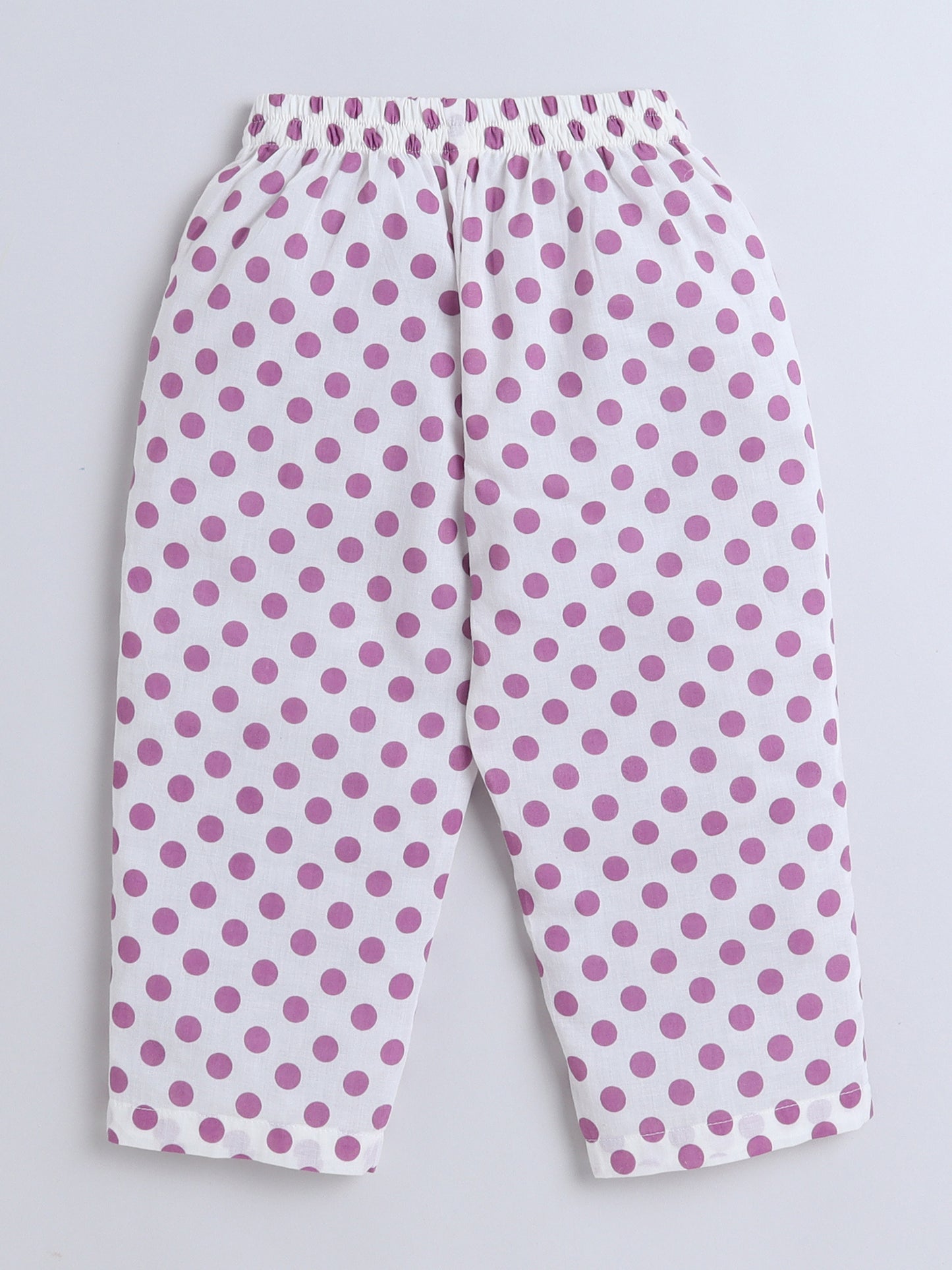 Three forth Sleeves Floral Printed Top and Polka Dot Palazzo Set-Purple