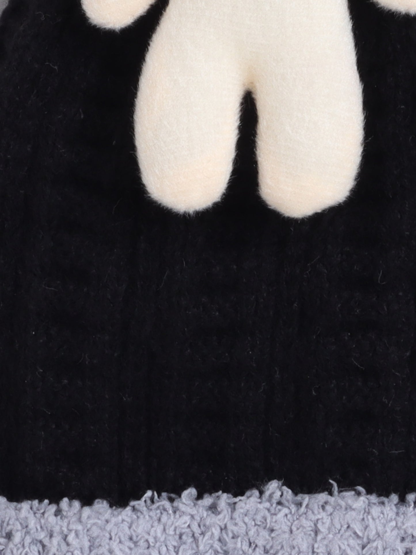 Kids Cute Bear Applique Woolen Cap Black