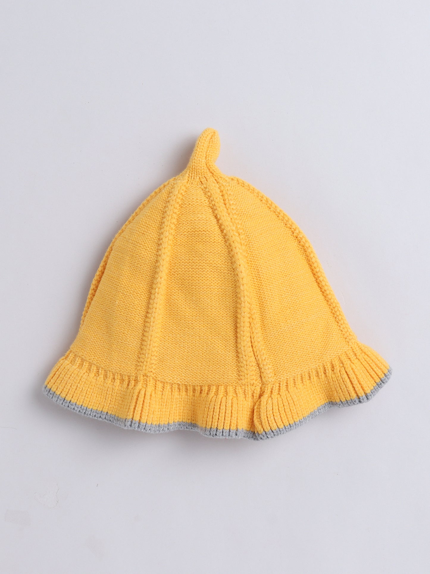 Kids Cute Carrot Applique Woolen Cap With Pom Pom Mustard