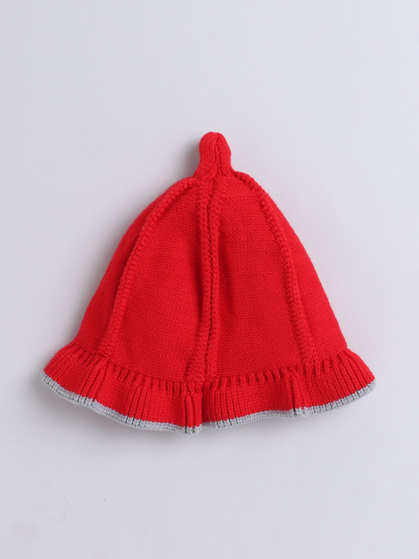 Kids Cute Carrot Applique Woolen Cap With Pom Pom Red