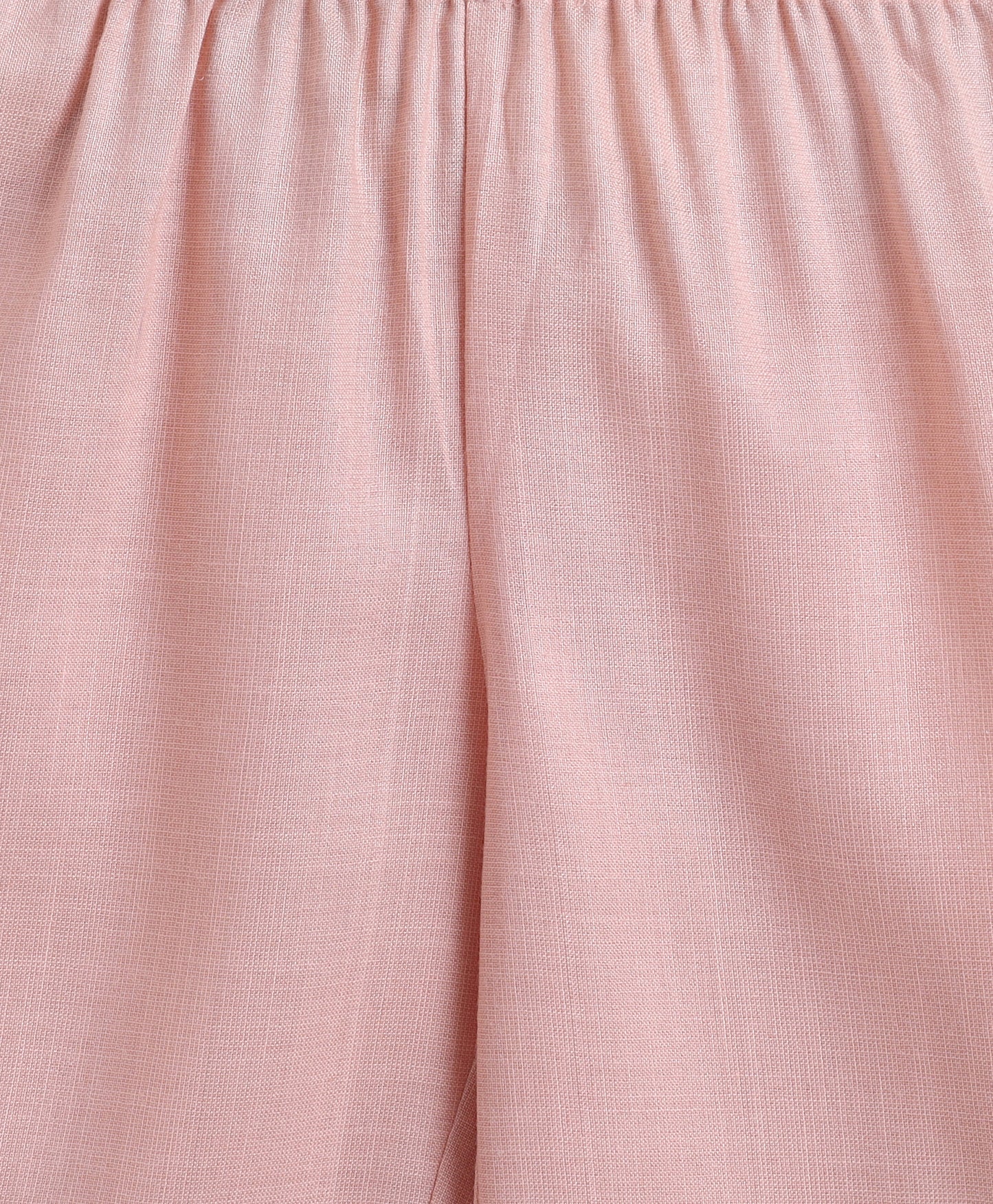 The Magic Wand Woven Shoulder Tie Up AII Over Butti Kurti with Bottom Set Peach