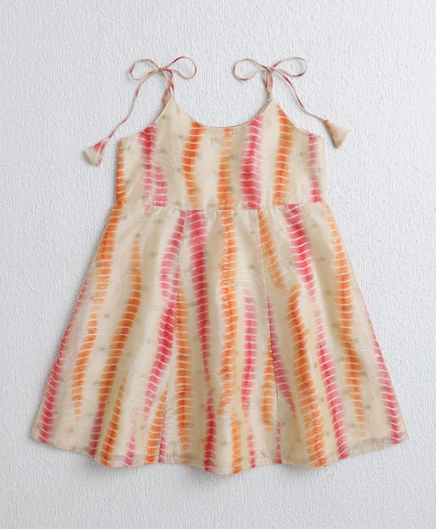 The Magic Wand Woven Shoulder Tie up Tie & dye Printed Kurti with Bottom Set- Pink