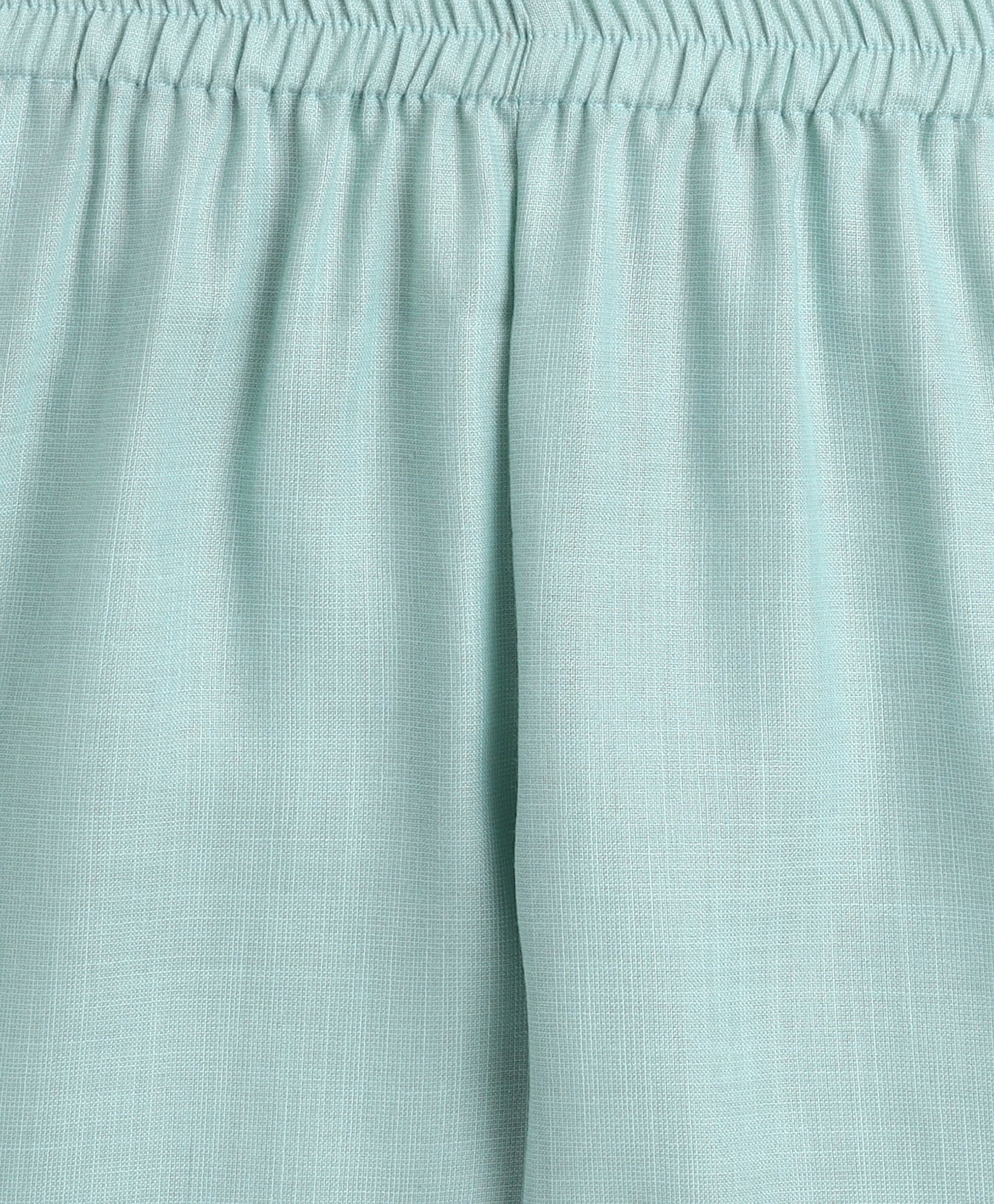 Woven Shoulder Tie Up Chanderi Butti Kurti and Bottom Set- Green