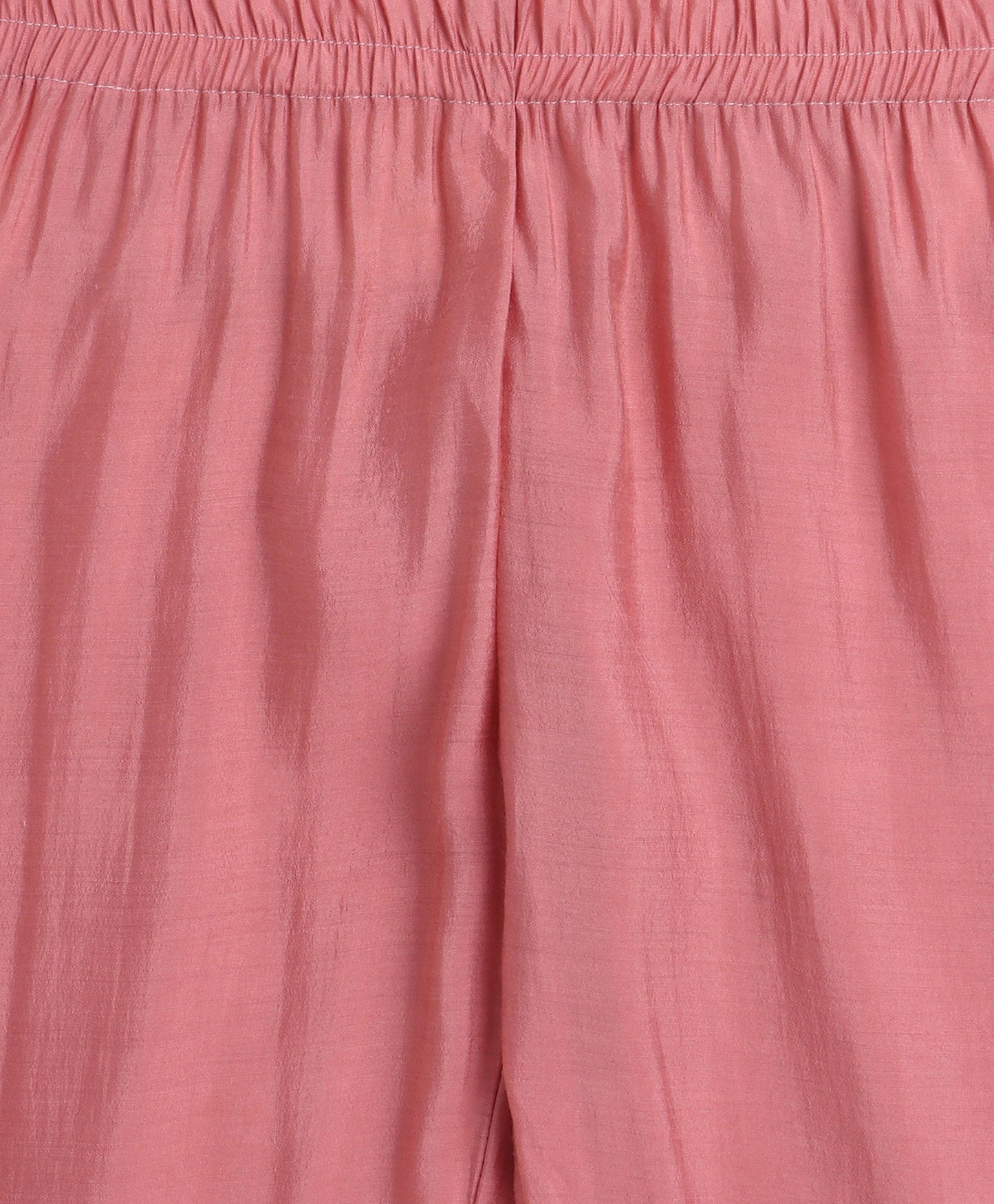 Woven Shoulder Tie Up Chanderi Butti Kurti and Bottom Set- Pink