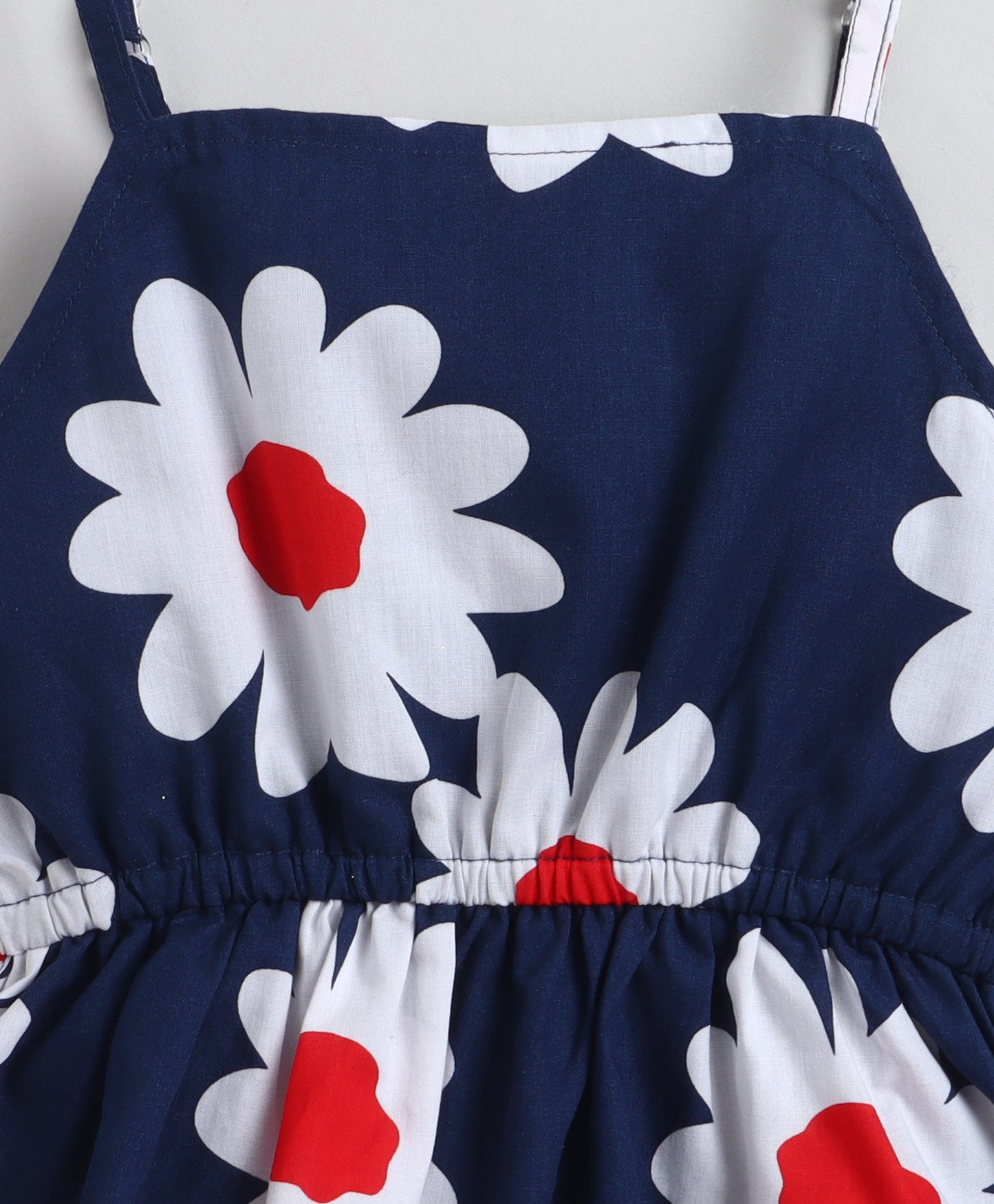 The Magic Wand Cotton Woven Stappy Floral Tiered Dress - Navy Blue